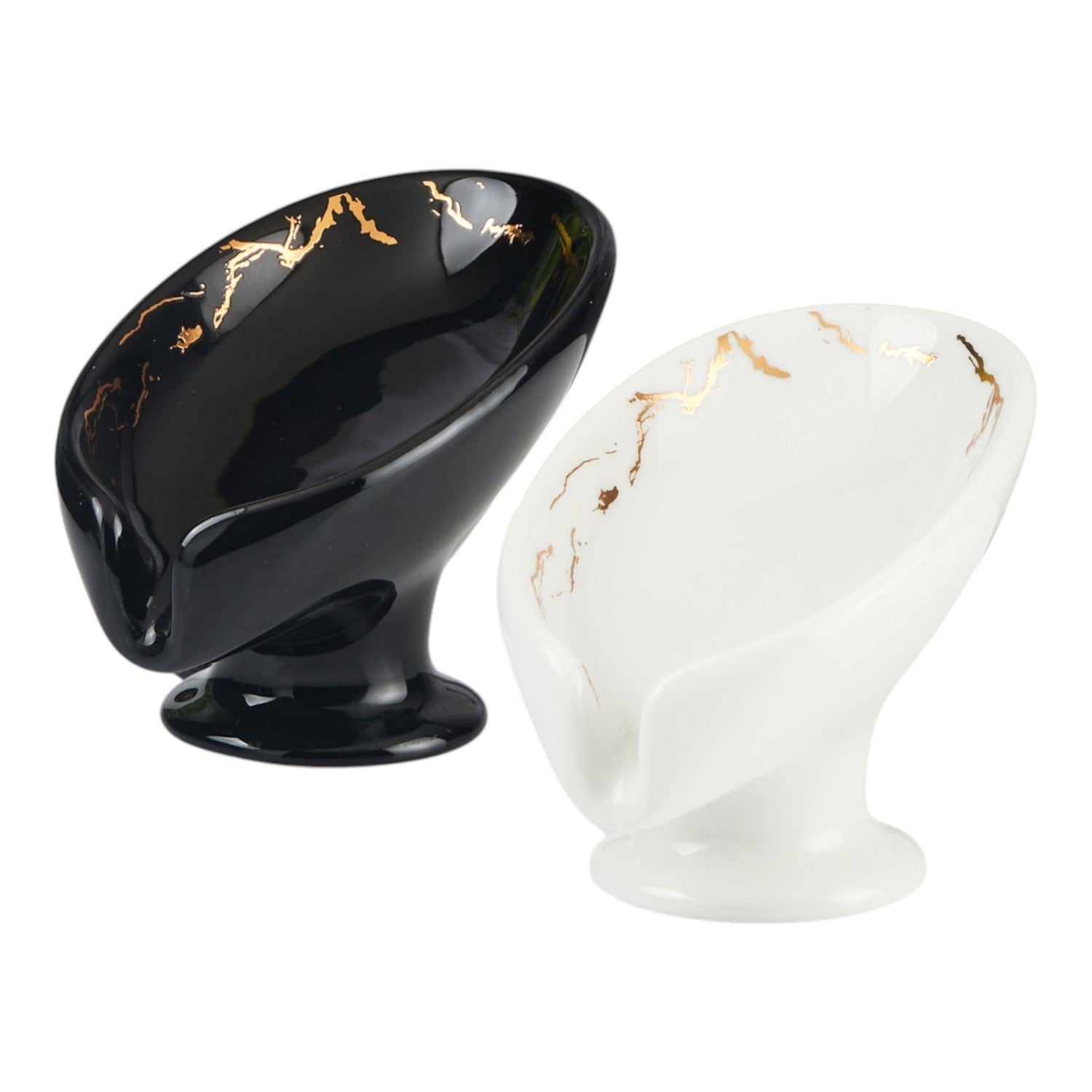 Ceramic Soap Holder Dish, Set of 1 Bathroom Accessories for Home, Black & White (Set of 2) (11926)