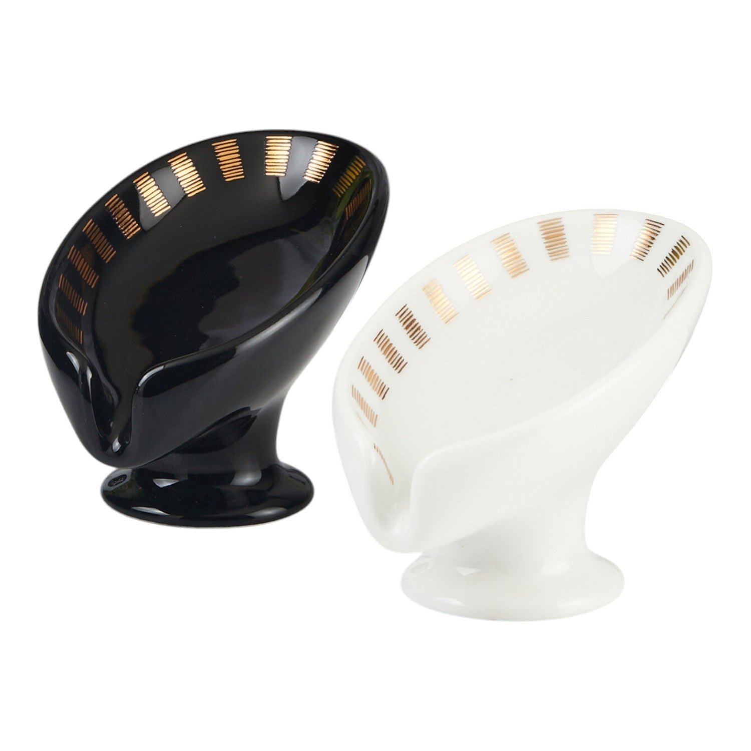 Ceramic Soap Holder Dish, Set of 1 Bathroom Accessories for Home, Black & White (Set of 2) (11927)