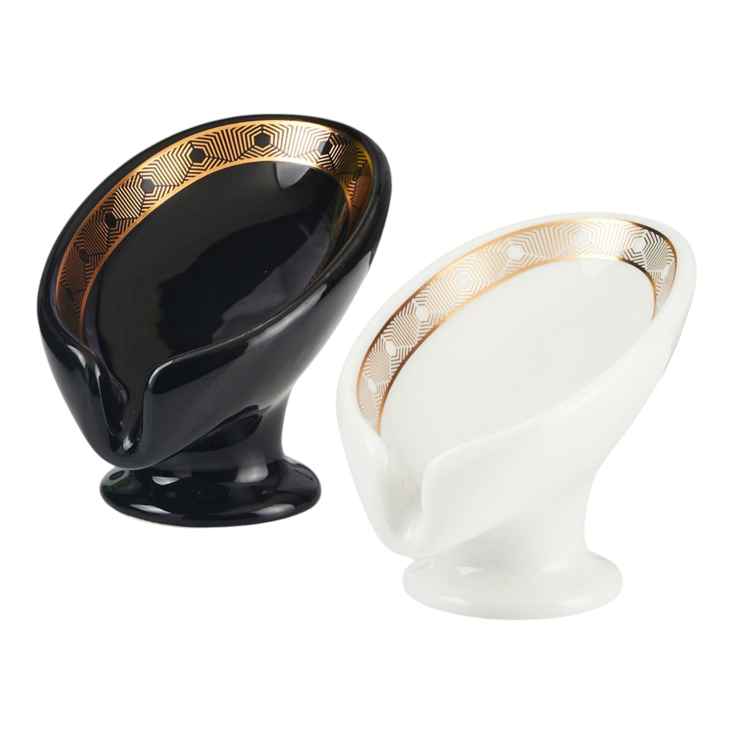 Ceramic Soap Holder Dish, Set of 1 Bathroom Accessories for Home, Black & White (Set of 2) (11928)