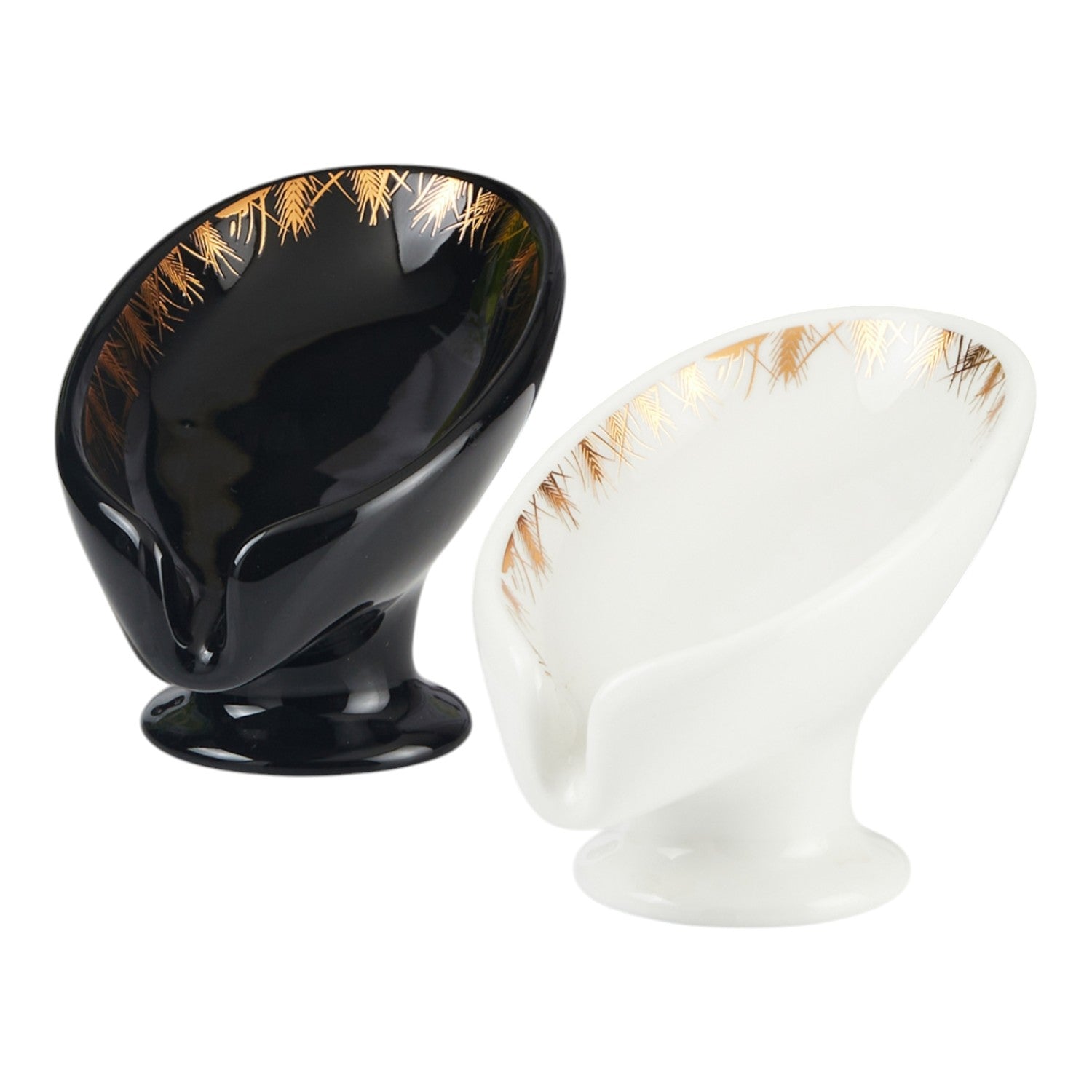 Ceramic Soap Holder Dish, Set of 1 Bathroom Accessories for Home, Black & White (Set of 2) (11929)