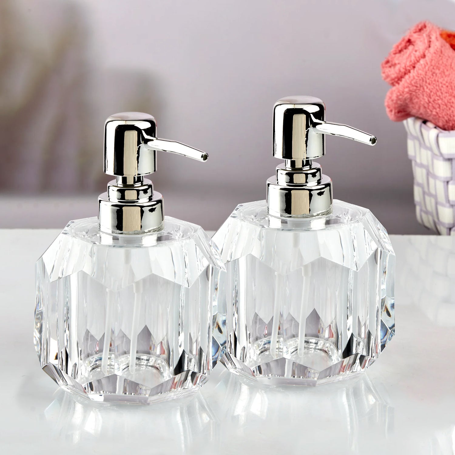 Acrylic Soap Dispenser for Bathroom handwash (Set of 2) (11931)