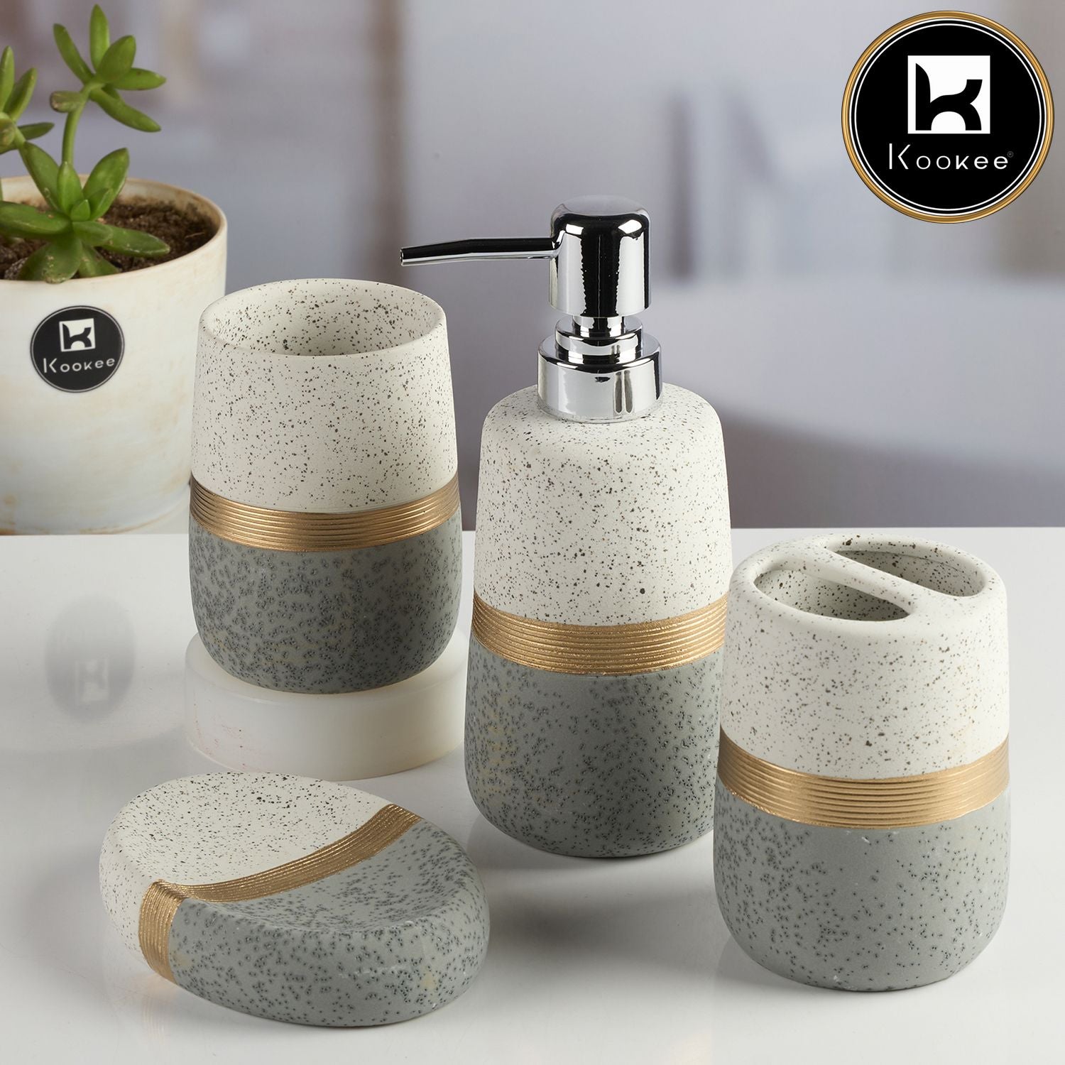 Kookee Ceramic Bathroom Sets, Multi, ART11984