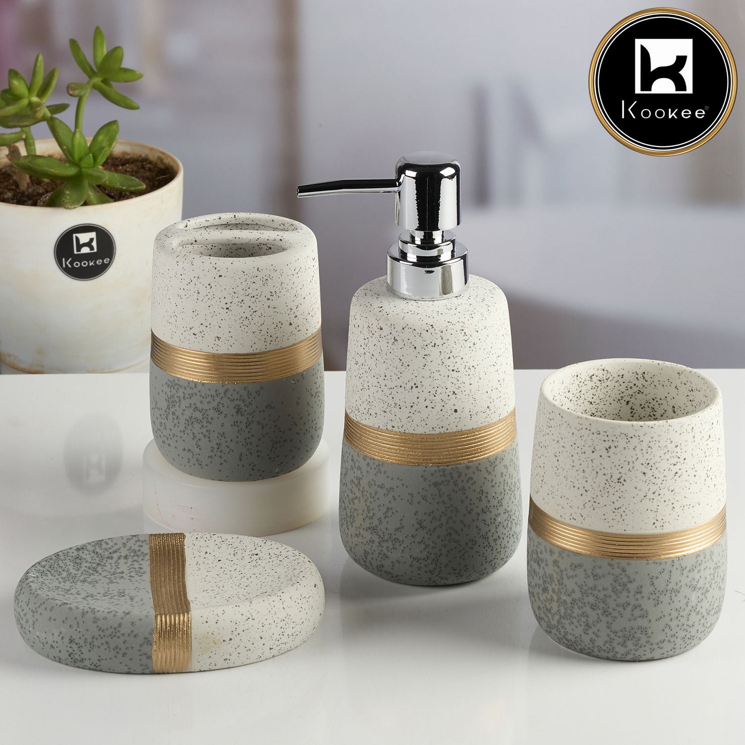 Kookee Ceramic Bathroom Sets, Multi, ART11984
