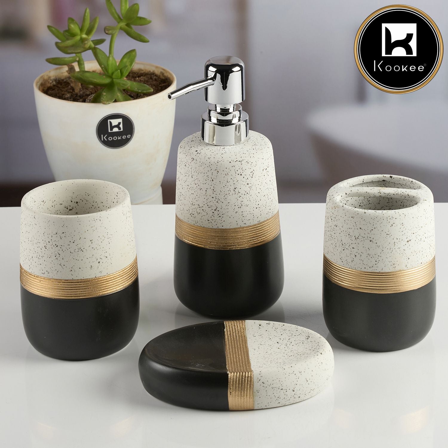 Kookee Ceramic Bathroom Sets, Multi, ART11985