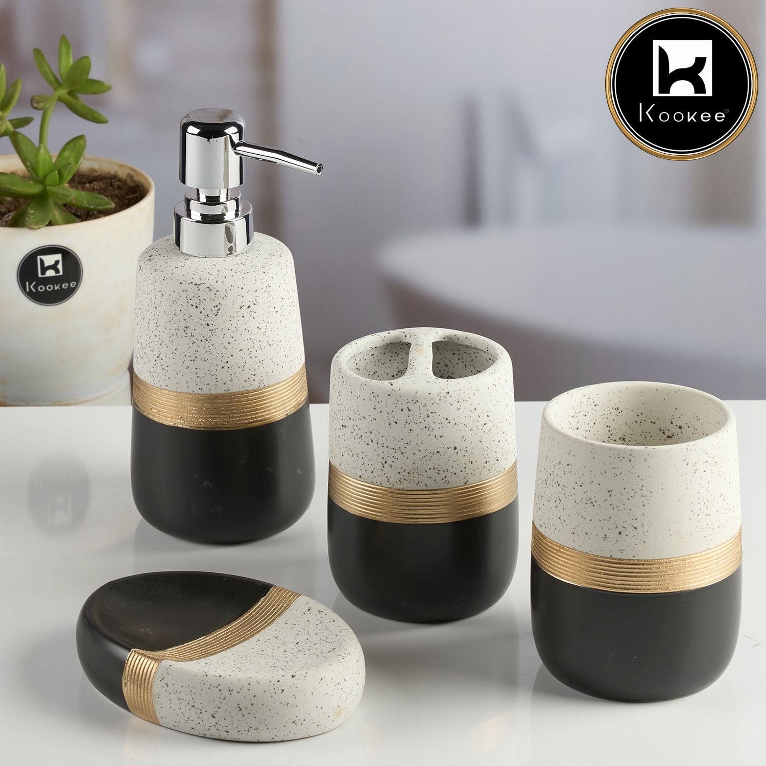 Kookee Ceramic Bathroom Sets, Multi, ART11985
