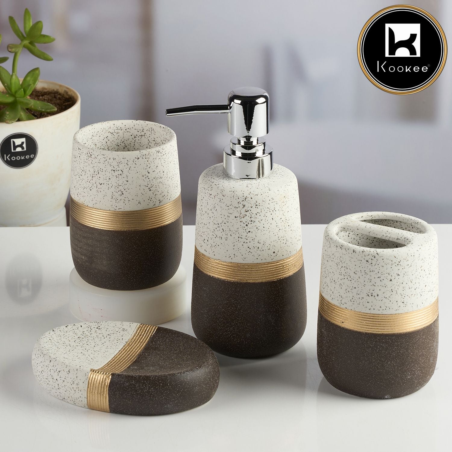 Kookee Ceramic Bathroom Sets, Multi, ART11986