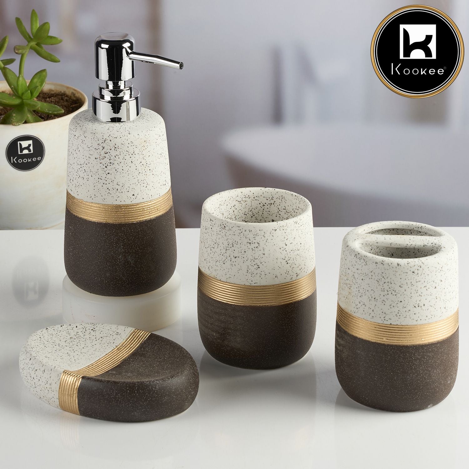 Kookee Ceramic Bathroom Sets, Multi, ART11986
