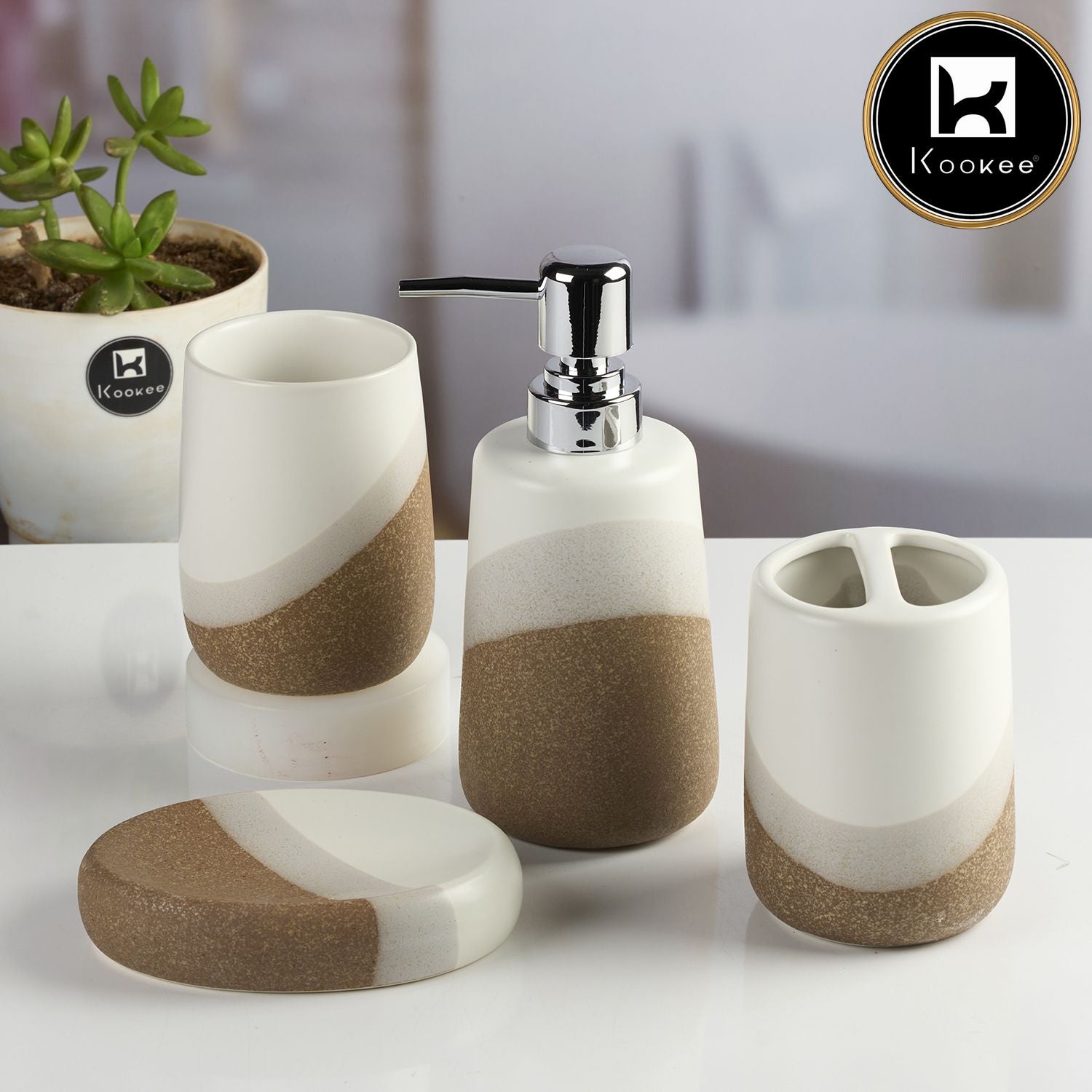 Kookee Ceramic Bathroom Sets, Multi, ART11995