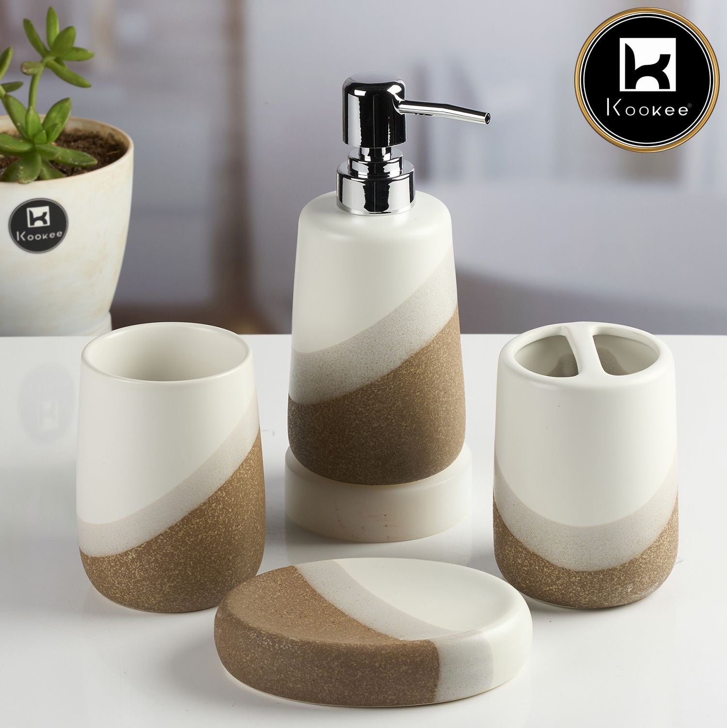 Kookee Ceramic Bathroom Sets, Multi, ART11995