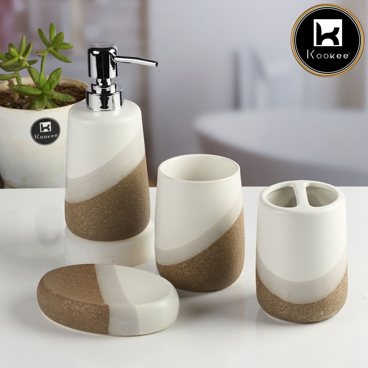 Kookee Ceramic Bathroom Sets, Multi, ART11995