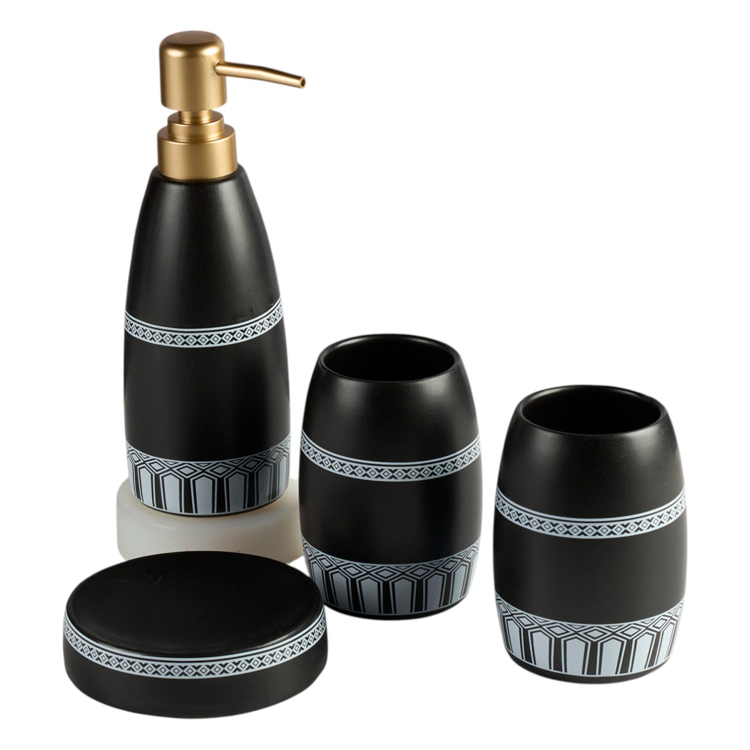 Ceramic Bathroom Set of 4 with Soap Dispenser (11997)