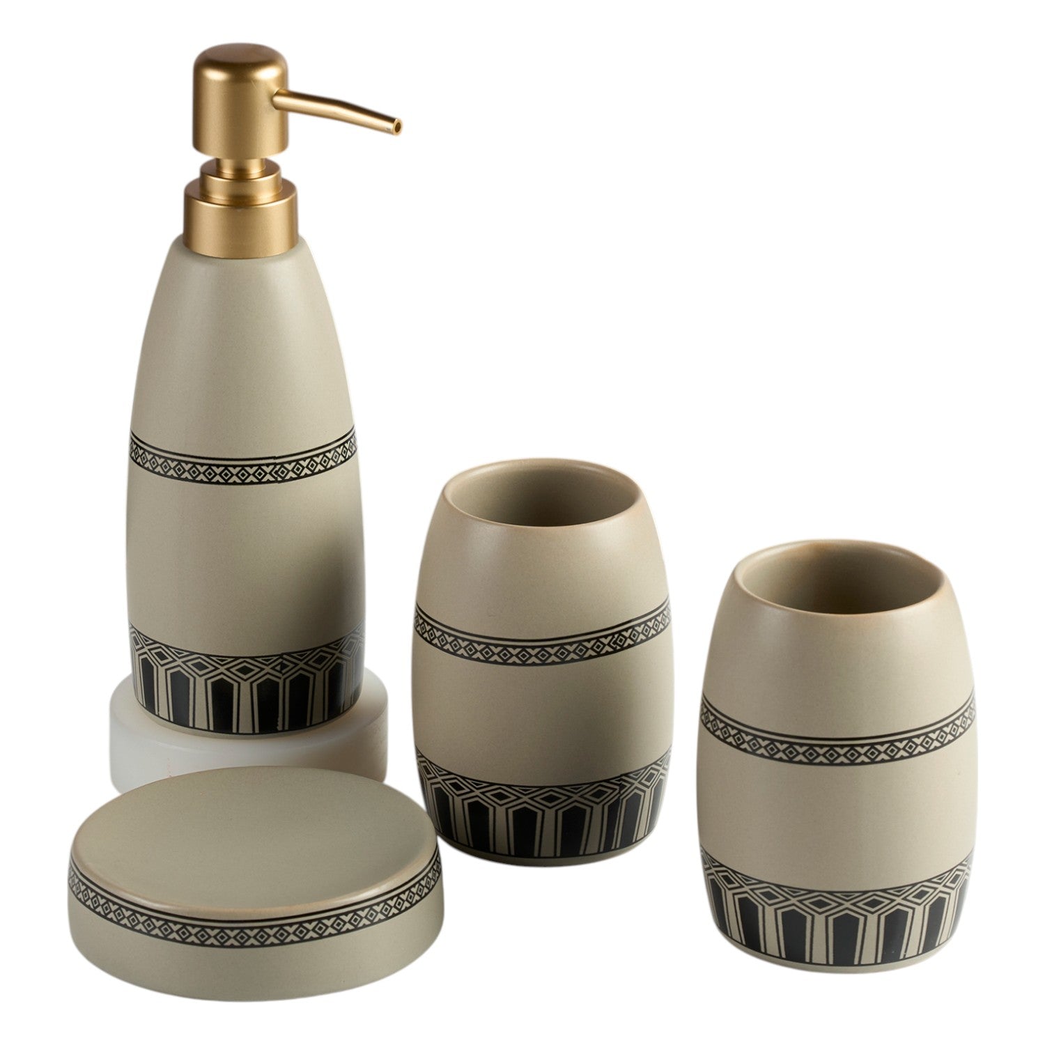Kookee Ceramic Bathroom Sets, Grey, ART11998