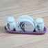 Ceramic Salt and Pepper Shakers Set with tray for Dining Table (12081)