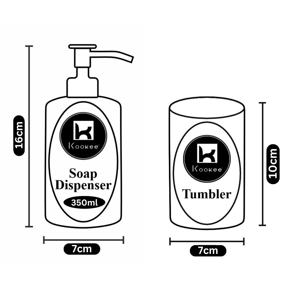 Ceramic Bathroom Accessories Set of 2 with Soap Dispenser, Black (V-CBS-003-16)