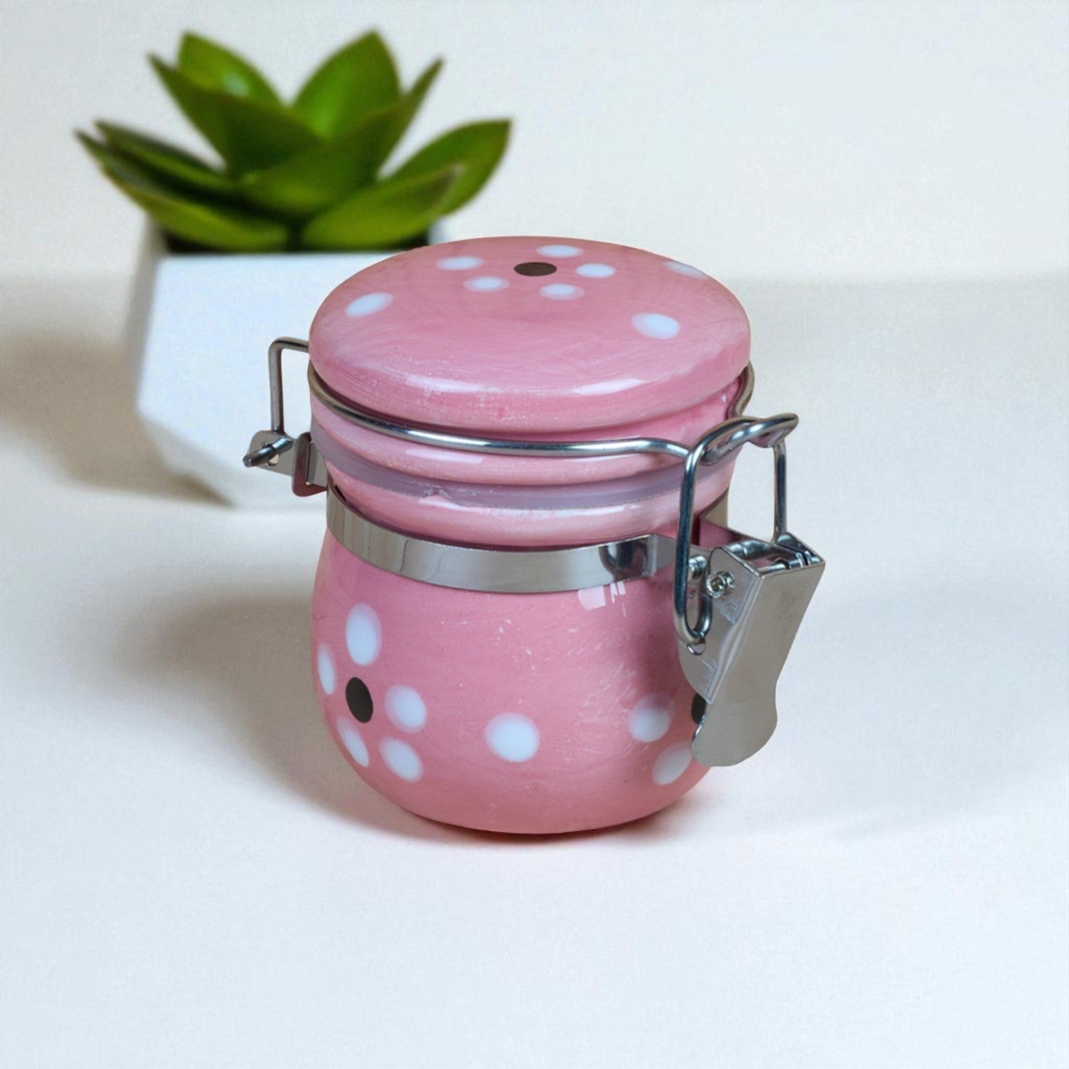 Ceramic Airtight Mini Canister Jar and Container (Pack of 1) (12087)