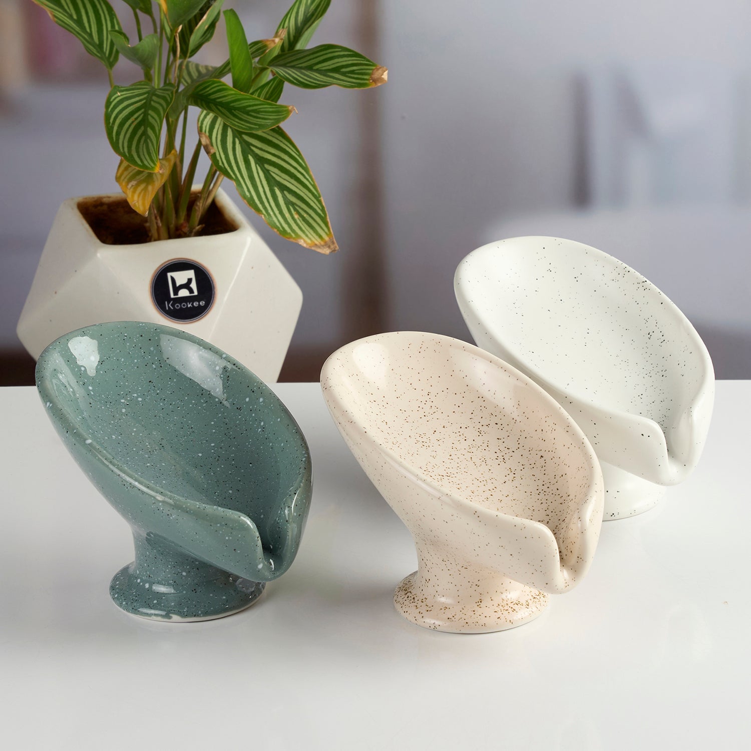 Ceramic Soap Holder Dish, Set of 1, Green (Set of 1) (12092)