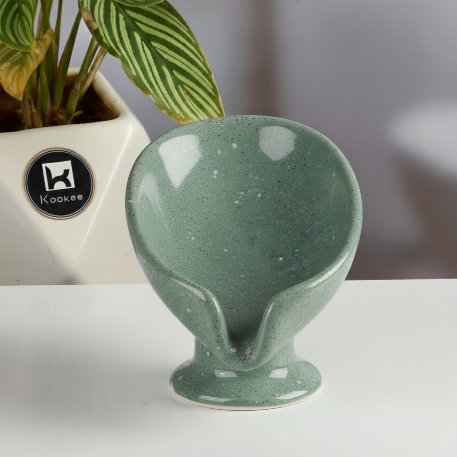 Ceramic Soap Holder Dish, Set of 1, Green (Set of 1) (12092)