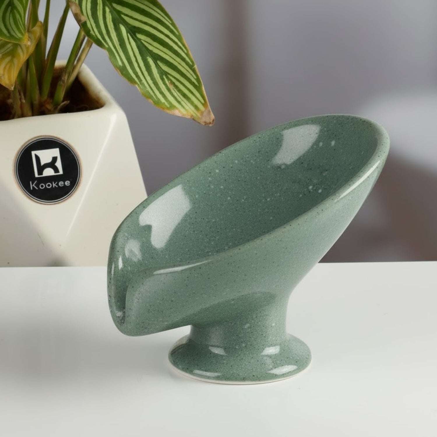 Ceramic Soap Holder Dish, Set of 1, Green (Set of 1) (12092)