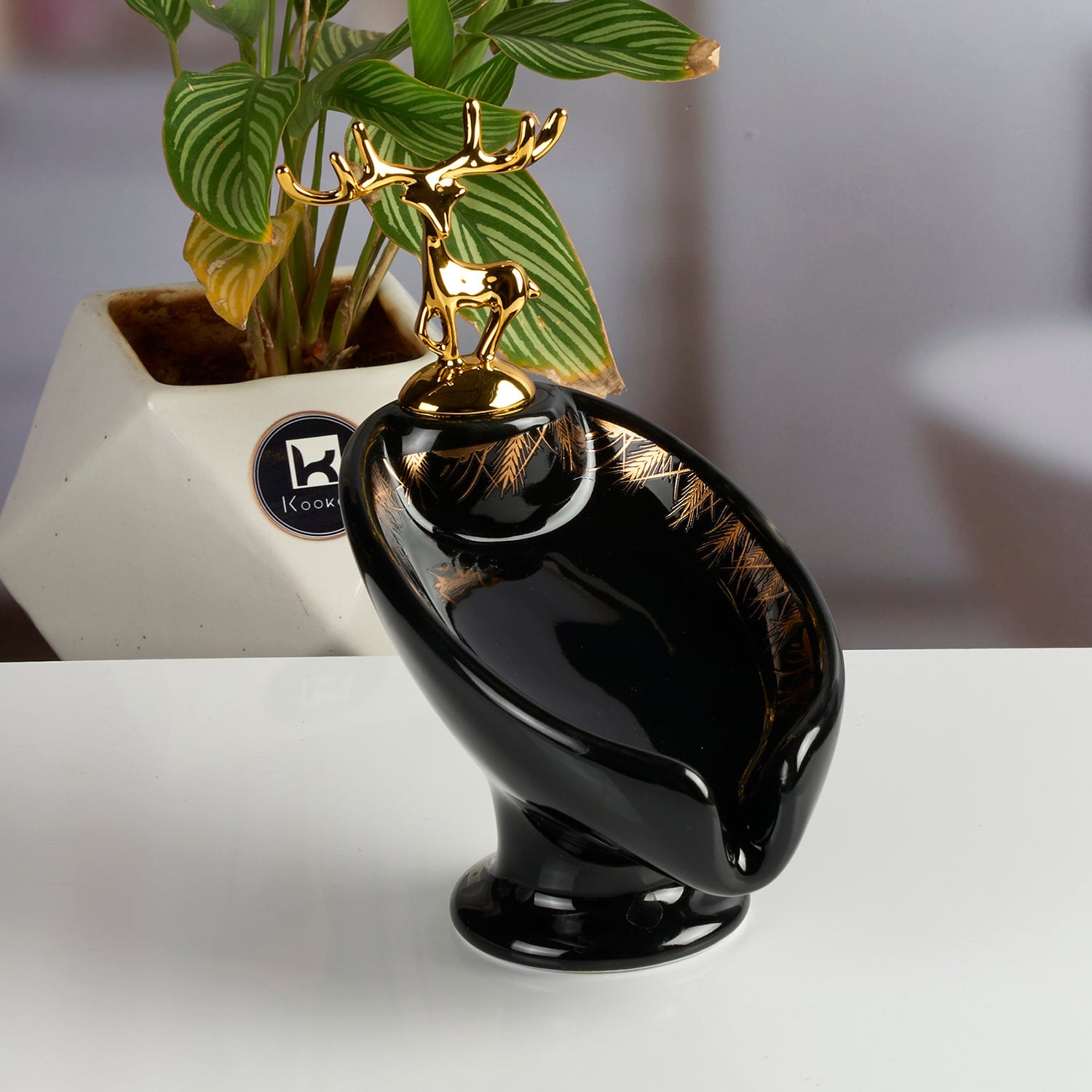 Ceramic Soap Holder Dish, Set of 1, Black (Set of 1) (12093)