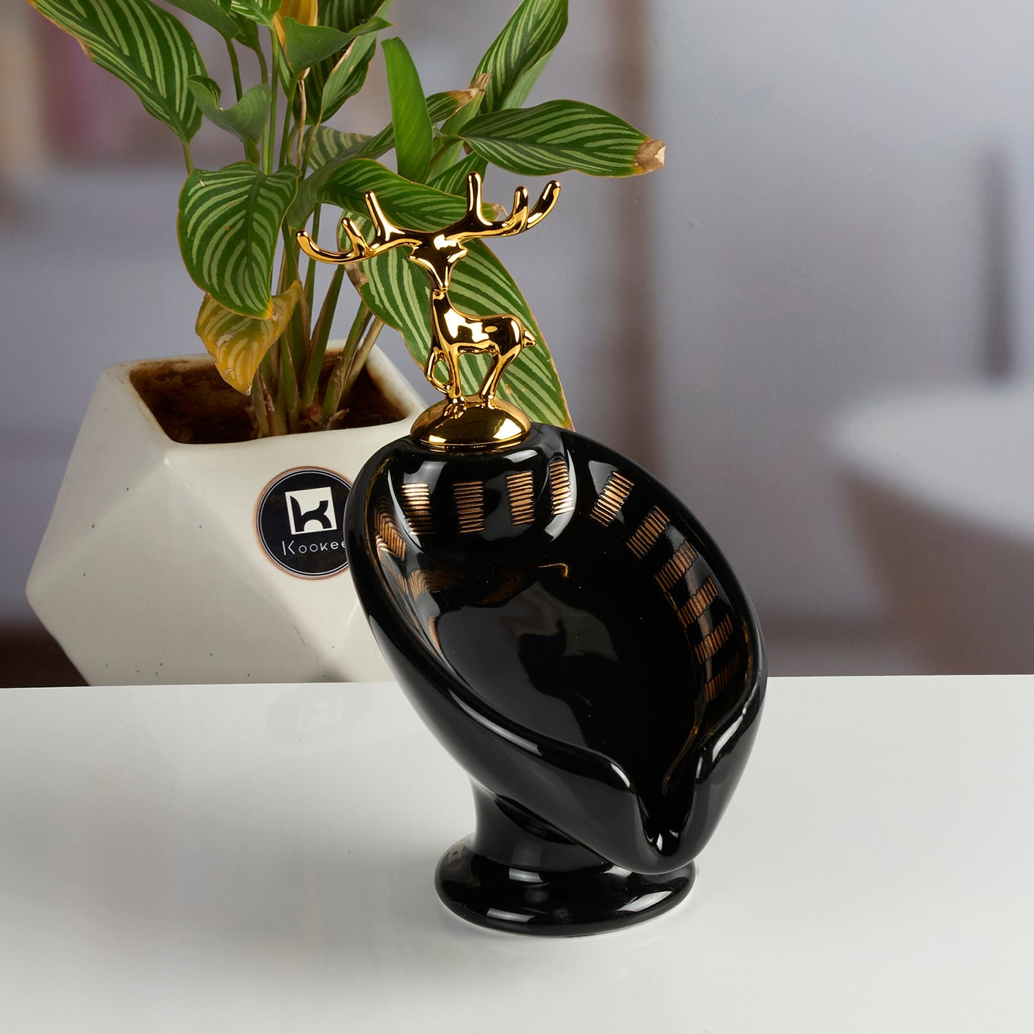 Ceramic Soap Holder Dish, Set of 1, Black (Set of 1) (12093)