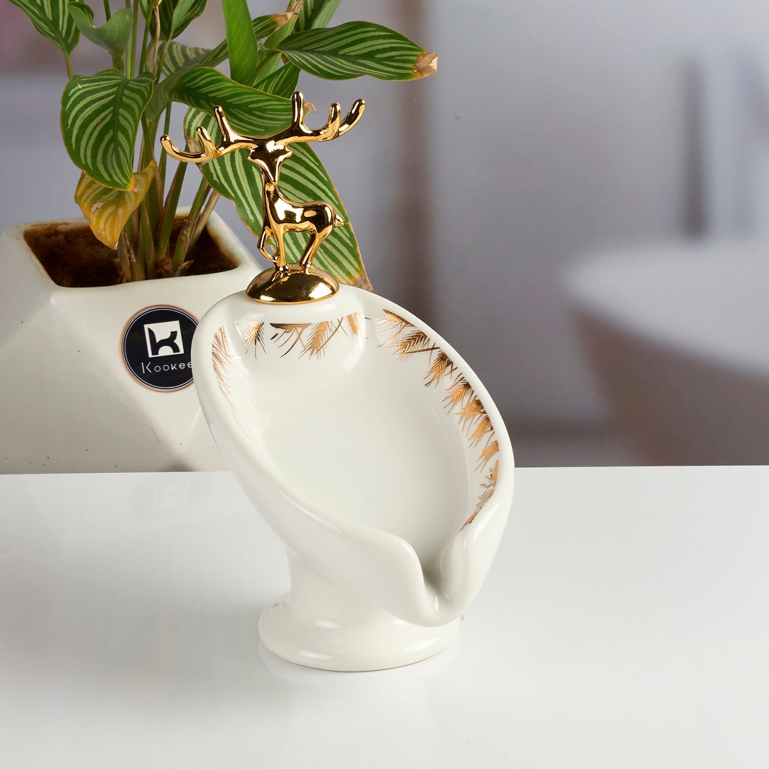 Ceramic Soap Holder Dish, Set of 1, White (Set of 1) (12096)