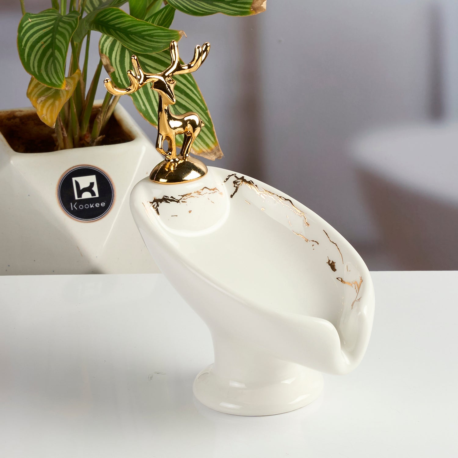 Ceramic Soap Holder Dish, Set of 1, White (Set of 1) (12096)