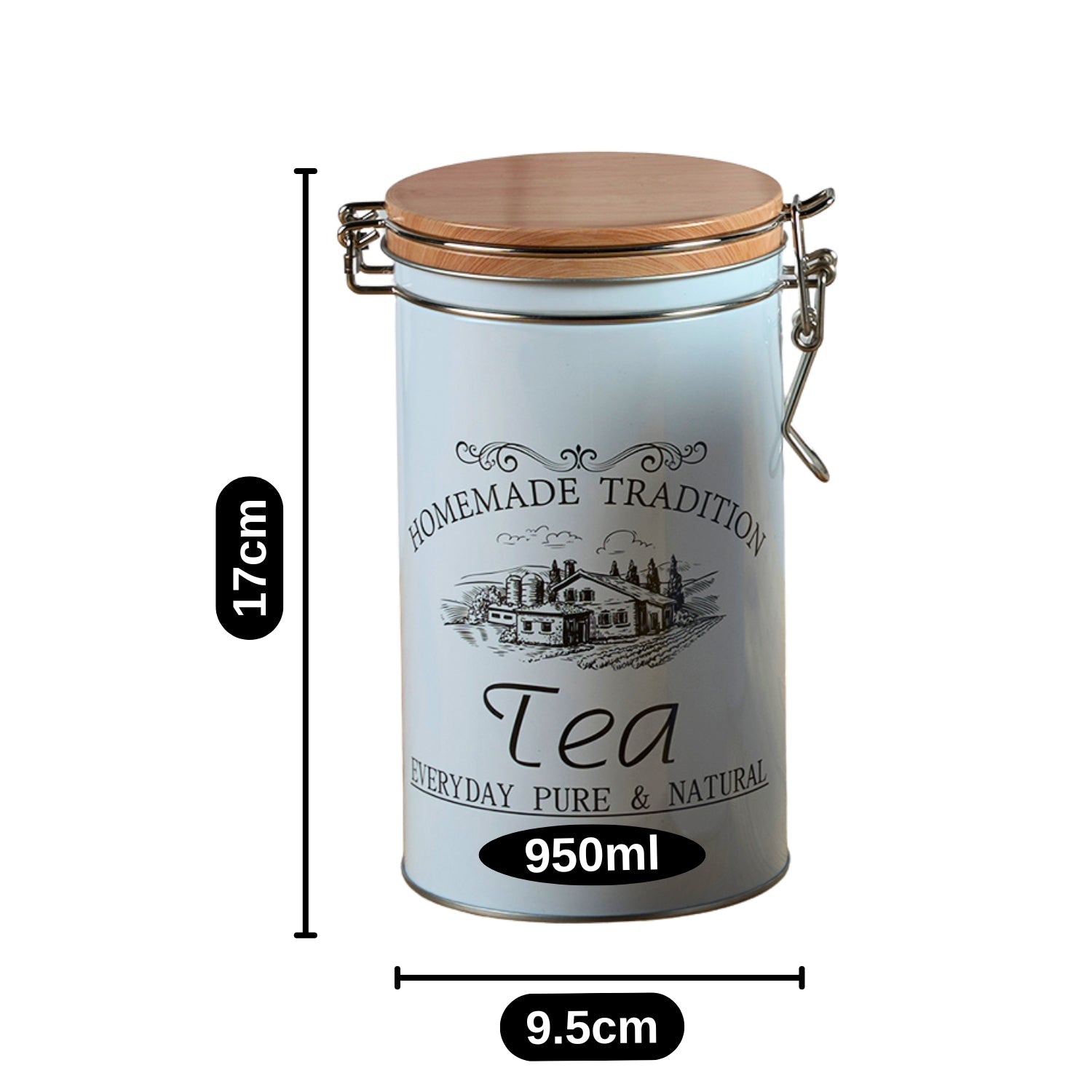 Tin Boxes Set of 3, Storage Tins for Tea, Sugar & Coffee, White (12102)
