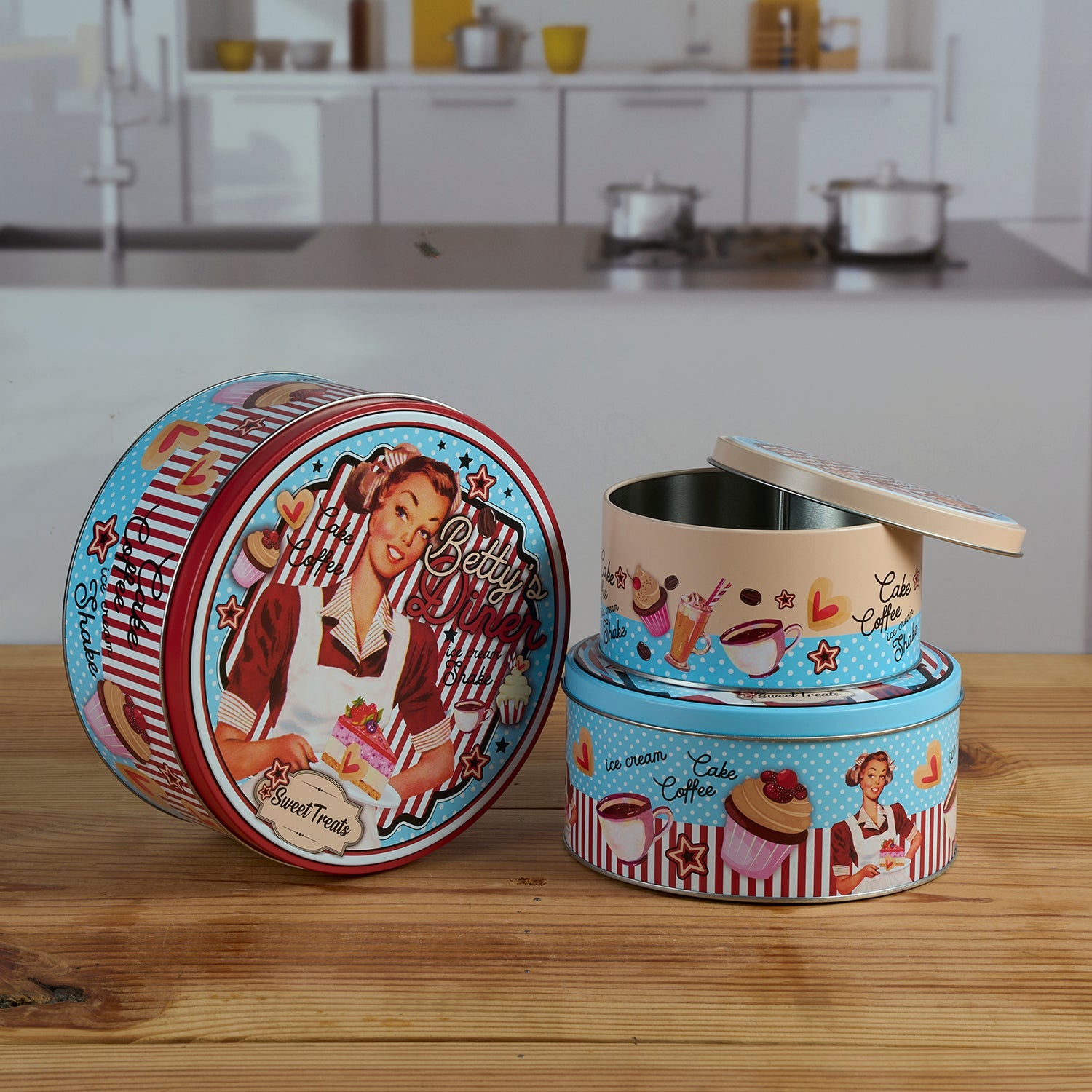 Tin Boxes Set of 3, Cookie, Biscuit and Snack Storage Tins (12105)