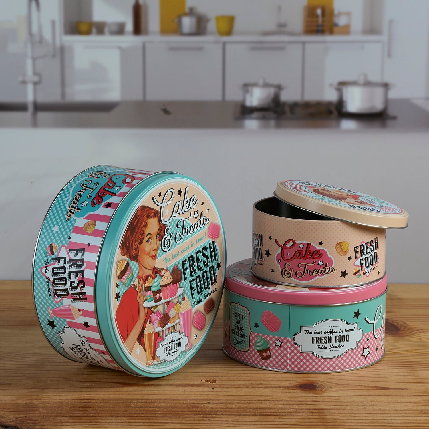 Tin Boxes Set of 3, Cookie, Biscuit and Snack Storage Tins (12105)