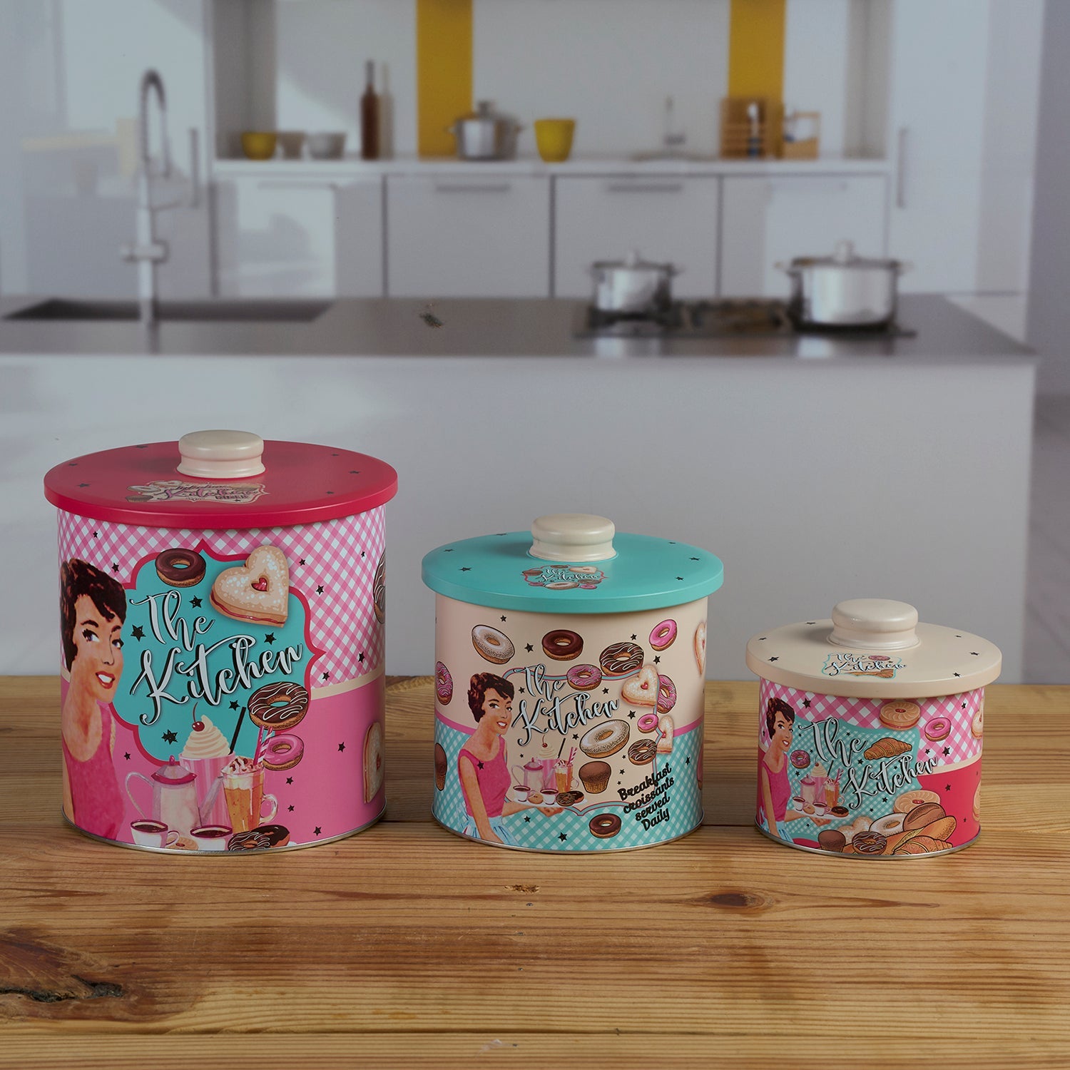 Tin Boxes Set of 3, Cookie, Biscuit and Snack Storage Tins (12111)