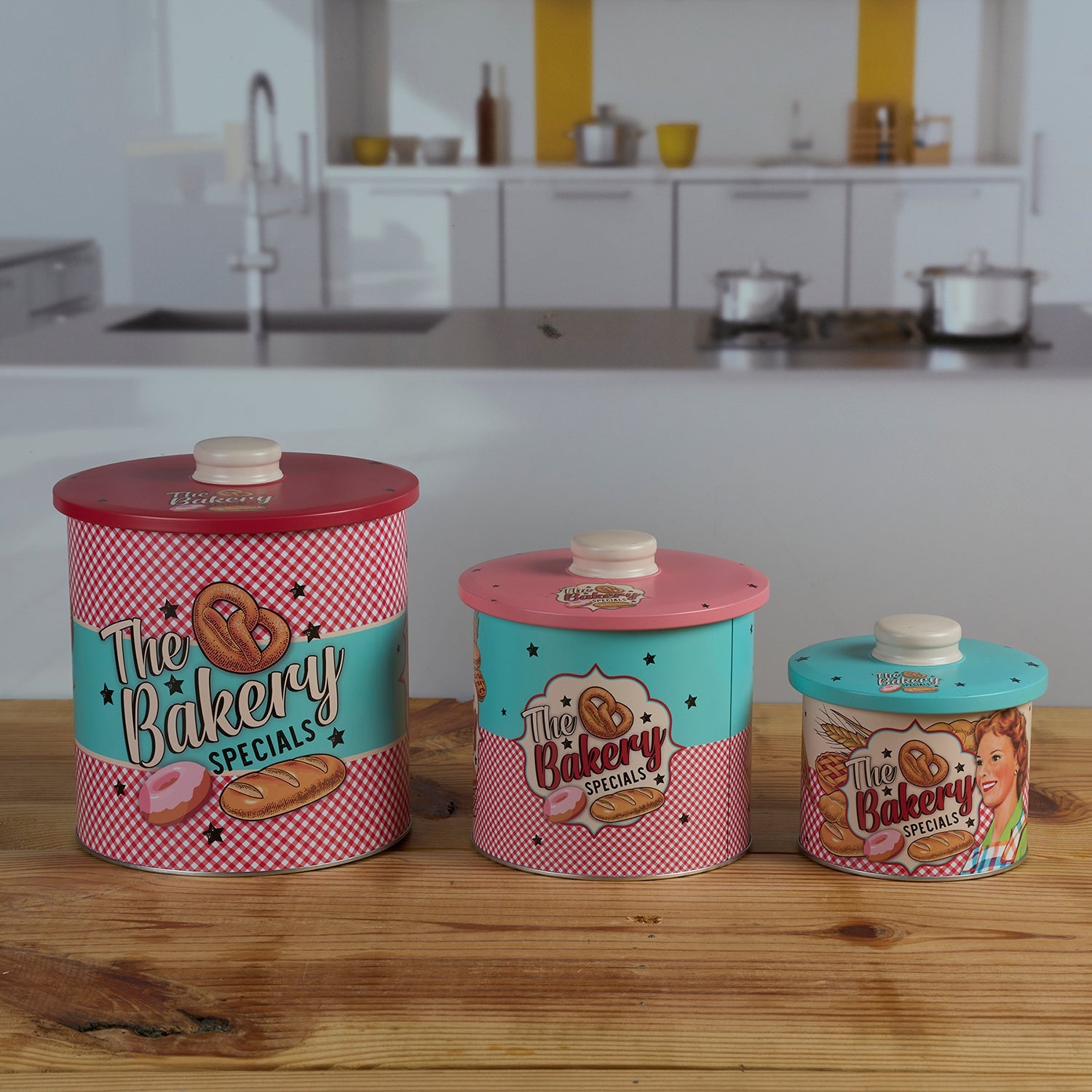 Tin Boxes Set of 3, Cookie, Biscuit and Snack Storage Tins (12111)