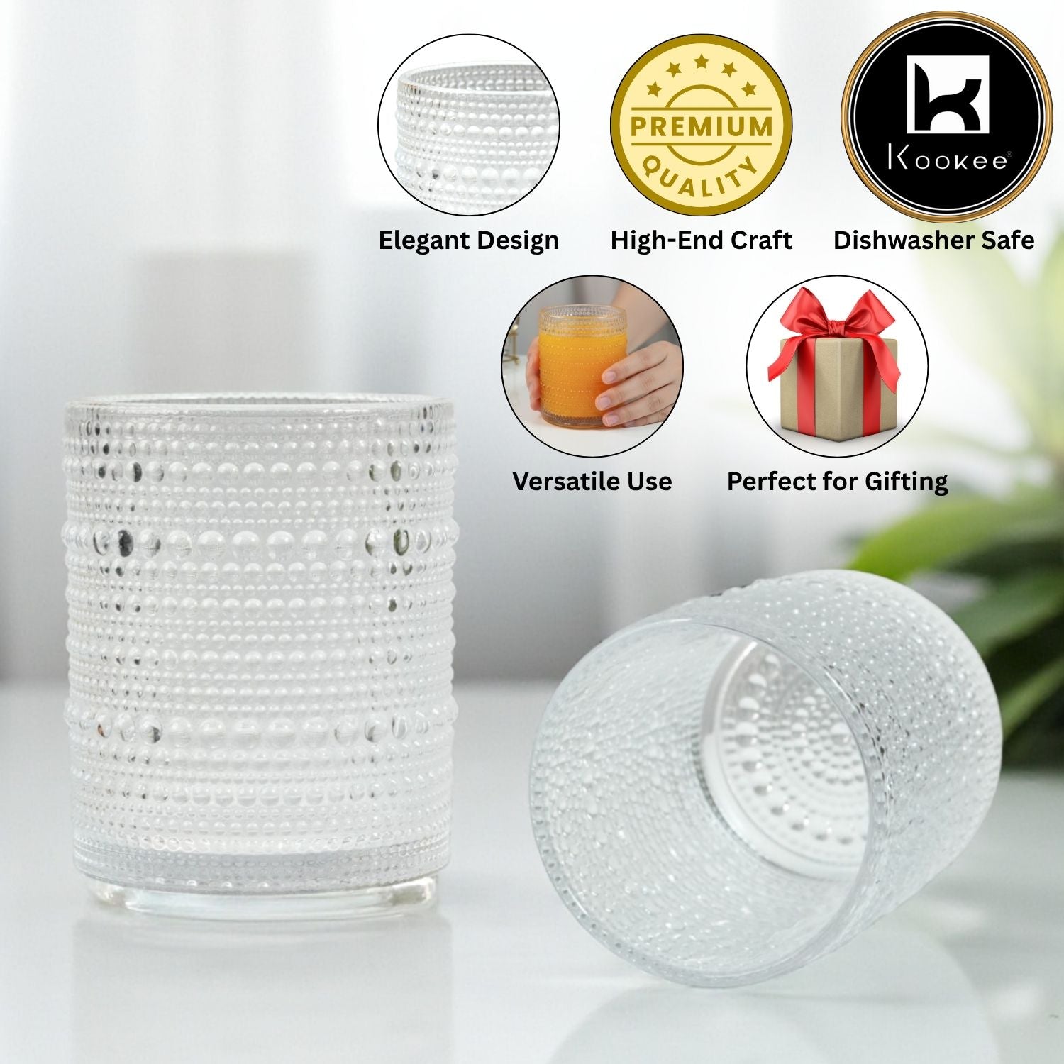 Kookee Whiskey Glasses, Transparent, ART12117