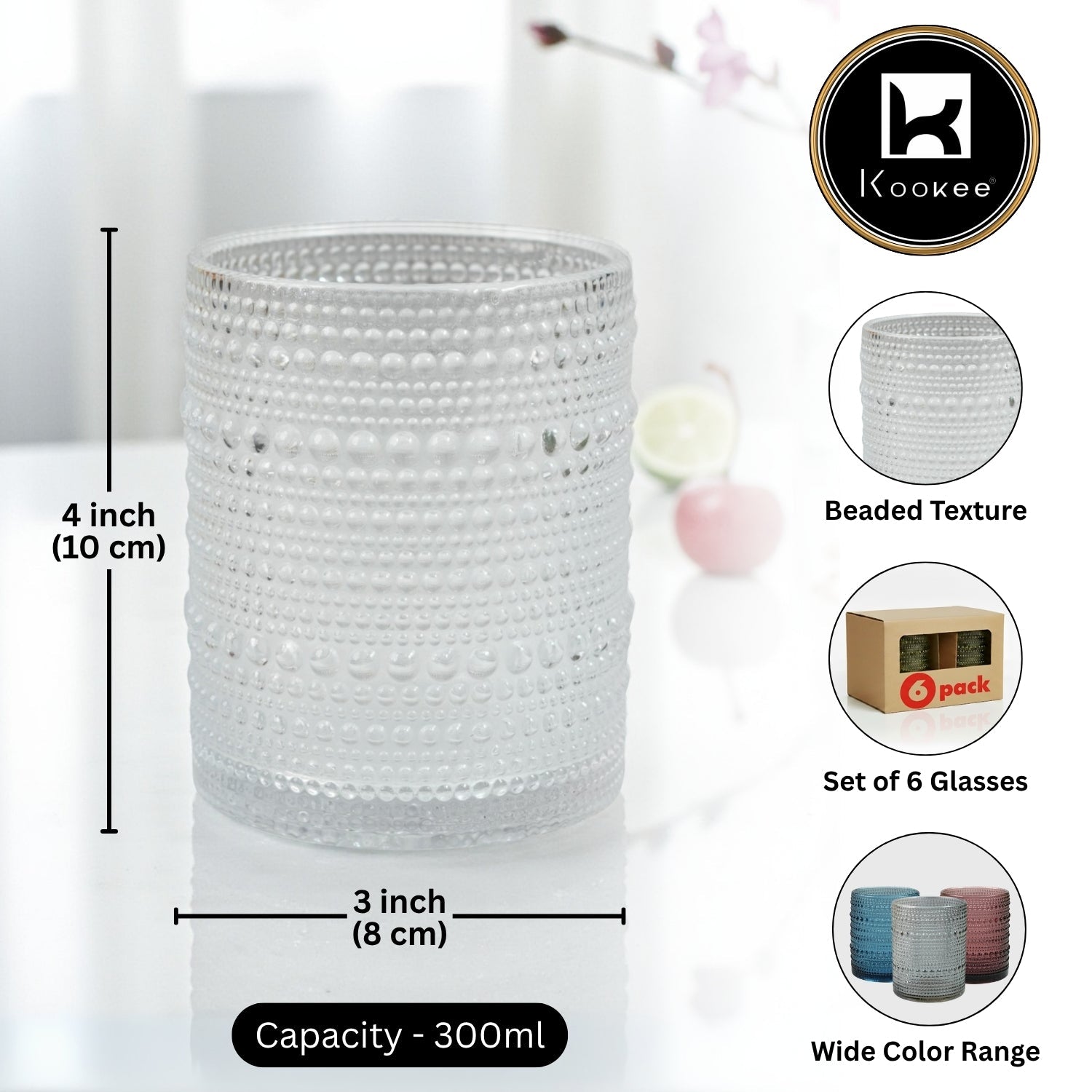 Jupiter Vintage Hobnail Old Fashioned Bubble Glasses (Set of 6) (12117)