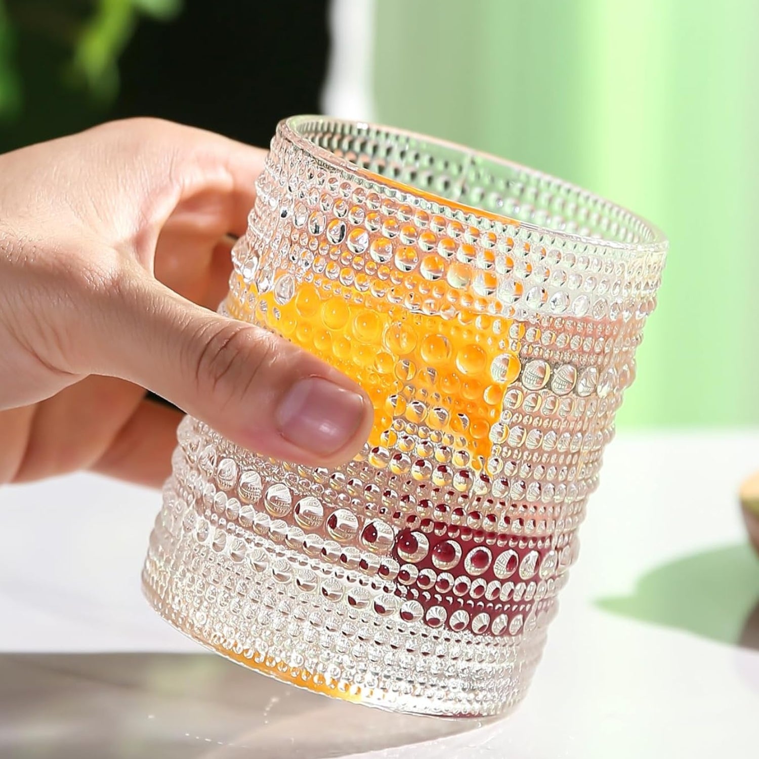 Jupiter Vintage Hobnail Old Fashioned Bubble Glasses (V-GLASS-005)