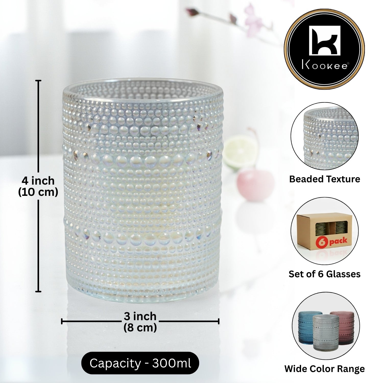 Jupiter Vintage Hobnail Old Fashioned Bubble Glasses (Set of 6) (12119)