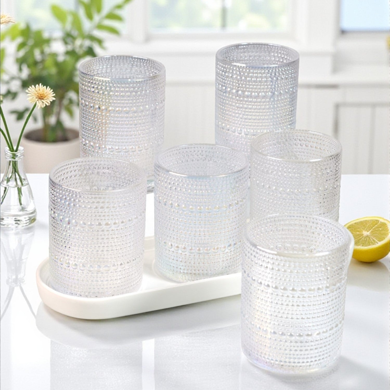 Jupiter Collection Vintage Hobnail Bubble Glass â€“ Double Old Fashioned Tumbler for Whiskey, Cocktail, Rum, Wine & Beverages â€“ Textured Barware & Beaded Glasses (Set of 6) (12119) - 300ml