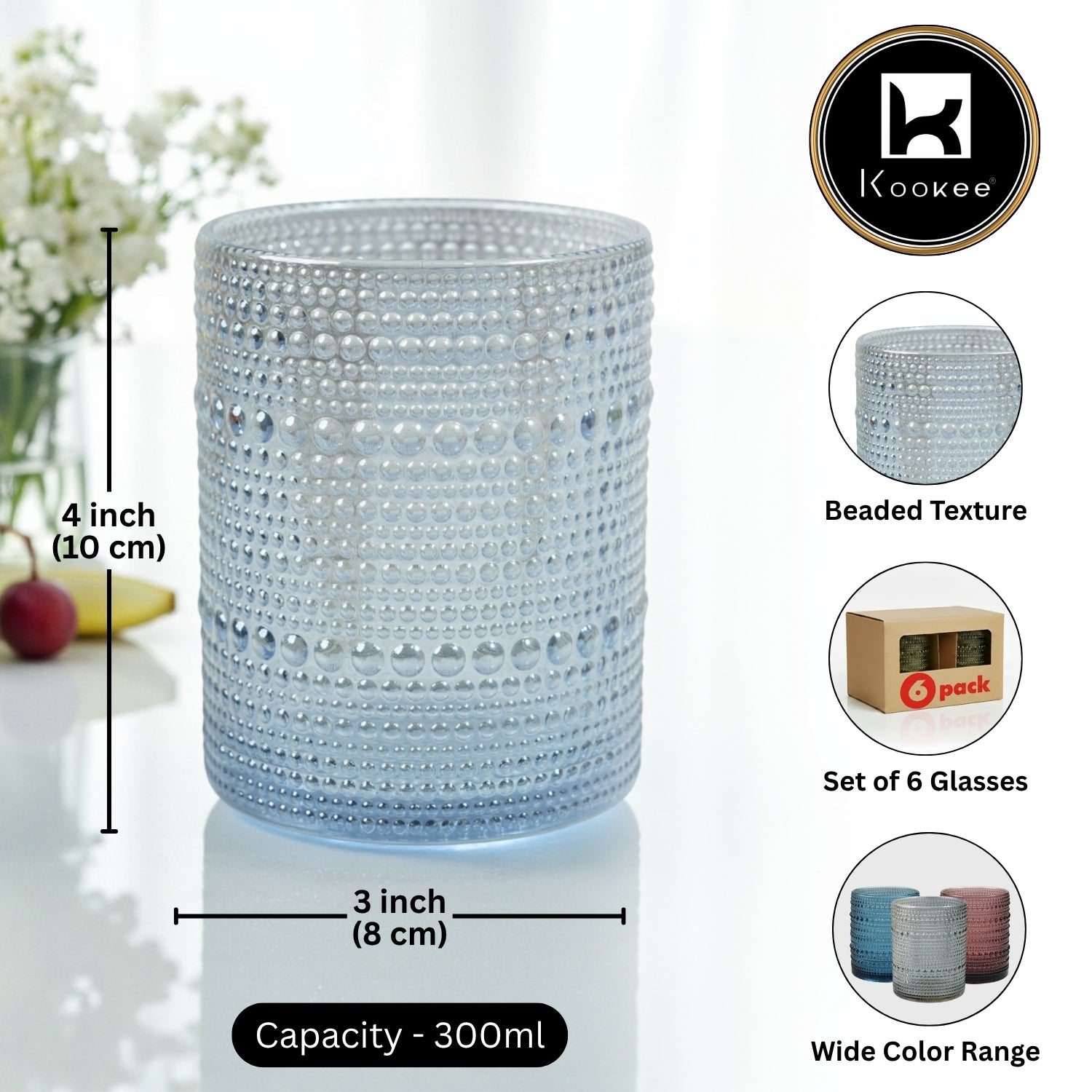 Jupiter Vintage Hobnail Old Fashioned Bubble Glasses (Set of 6) (12223)