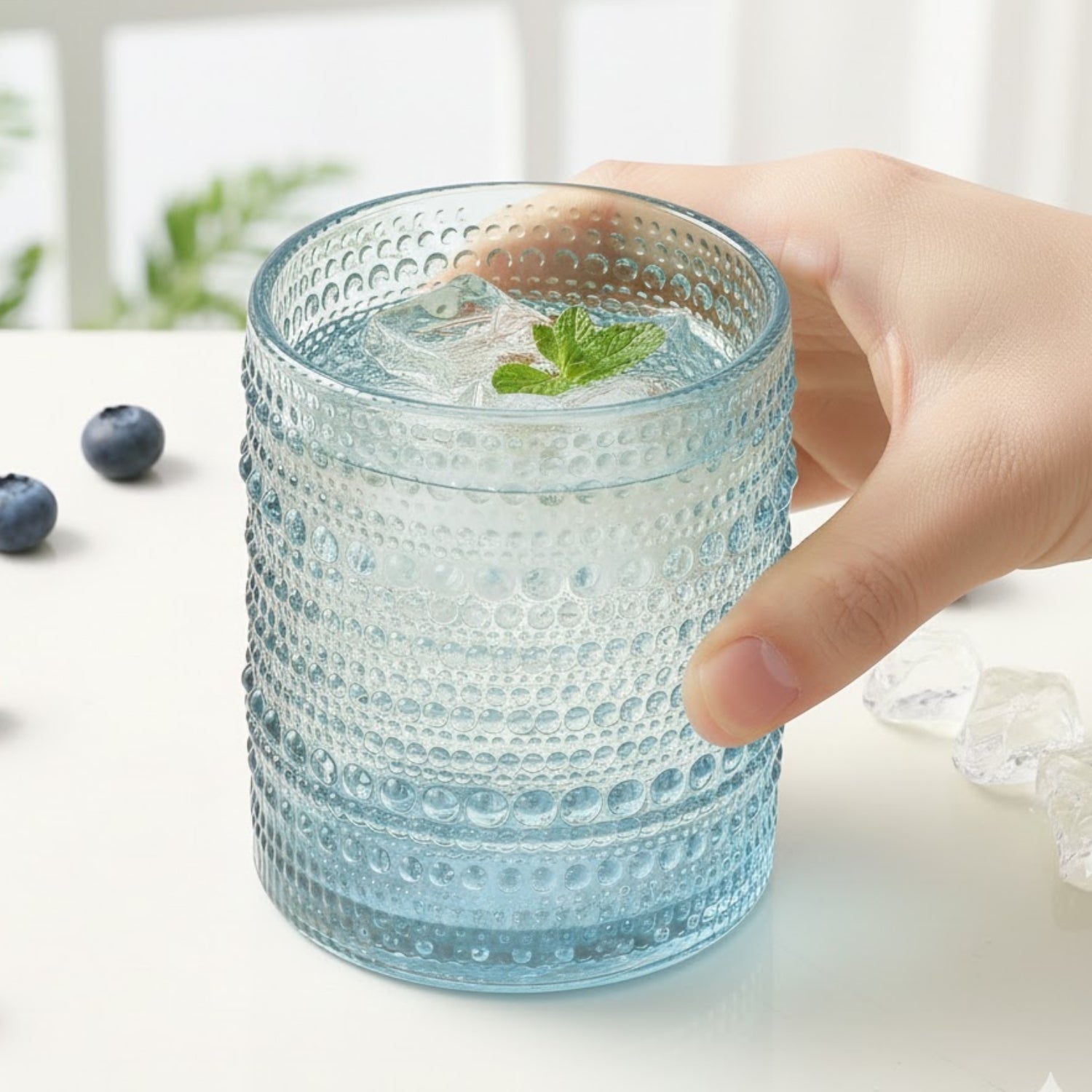 Jupiter Vintage Hobnail Old Fashioned Bubble Glasses (V-GLASS-005)