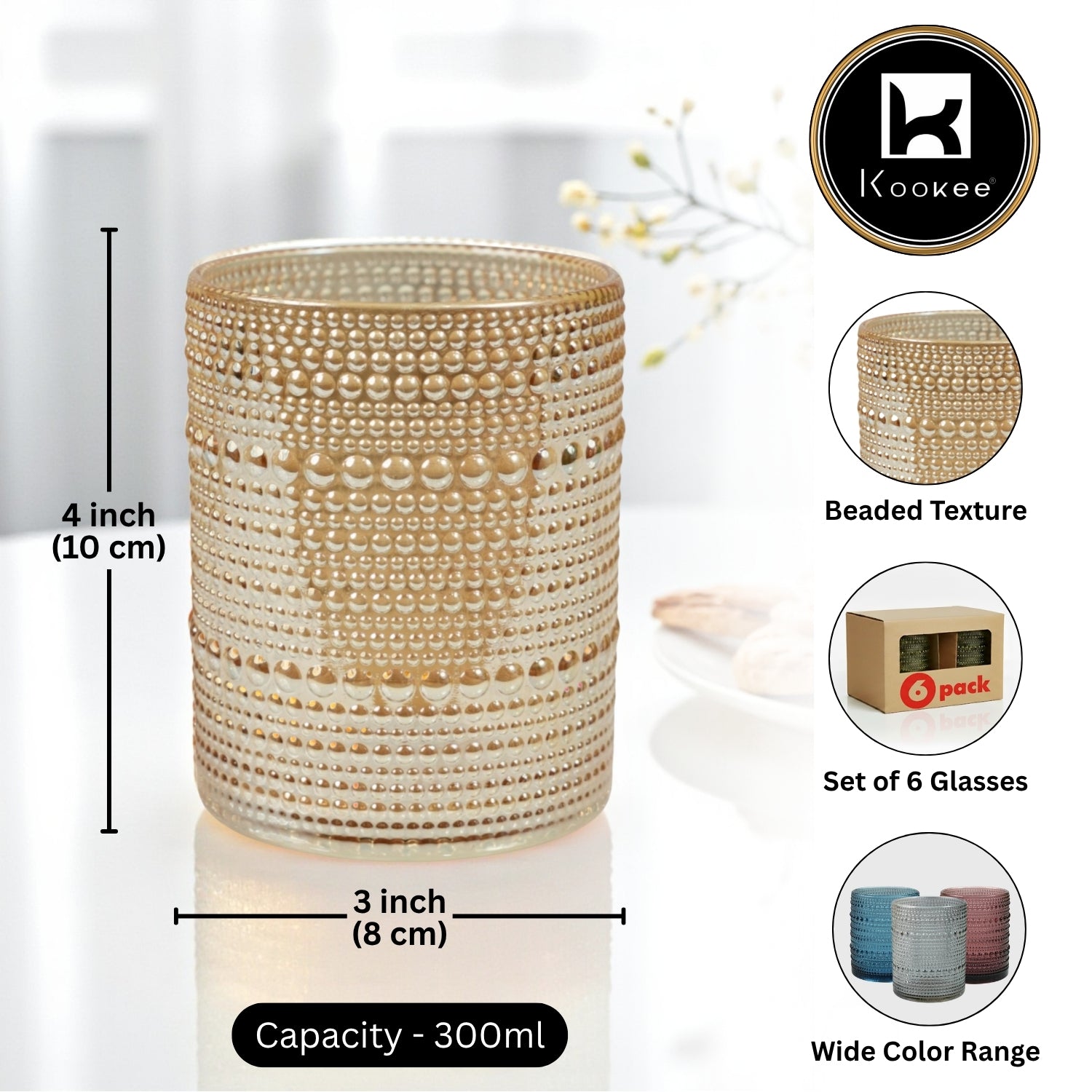 Jupiter Vintage Hobnail Old Fashioned Bubble Glasses (Set of 6) (12224)