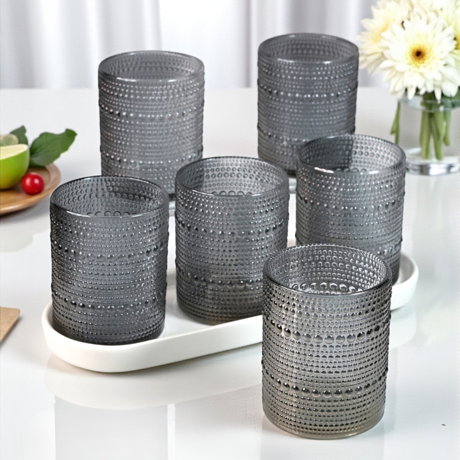 Jupiter Vintage Hobnail Old Fashioned Bubble Glasses (Set of 6) (11164)