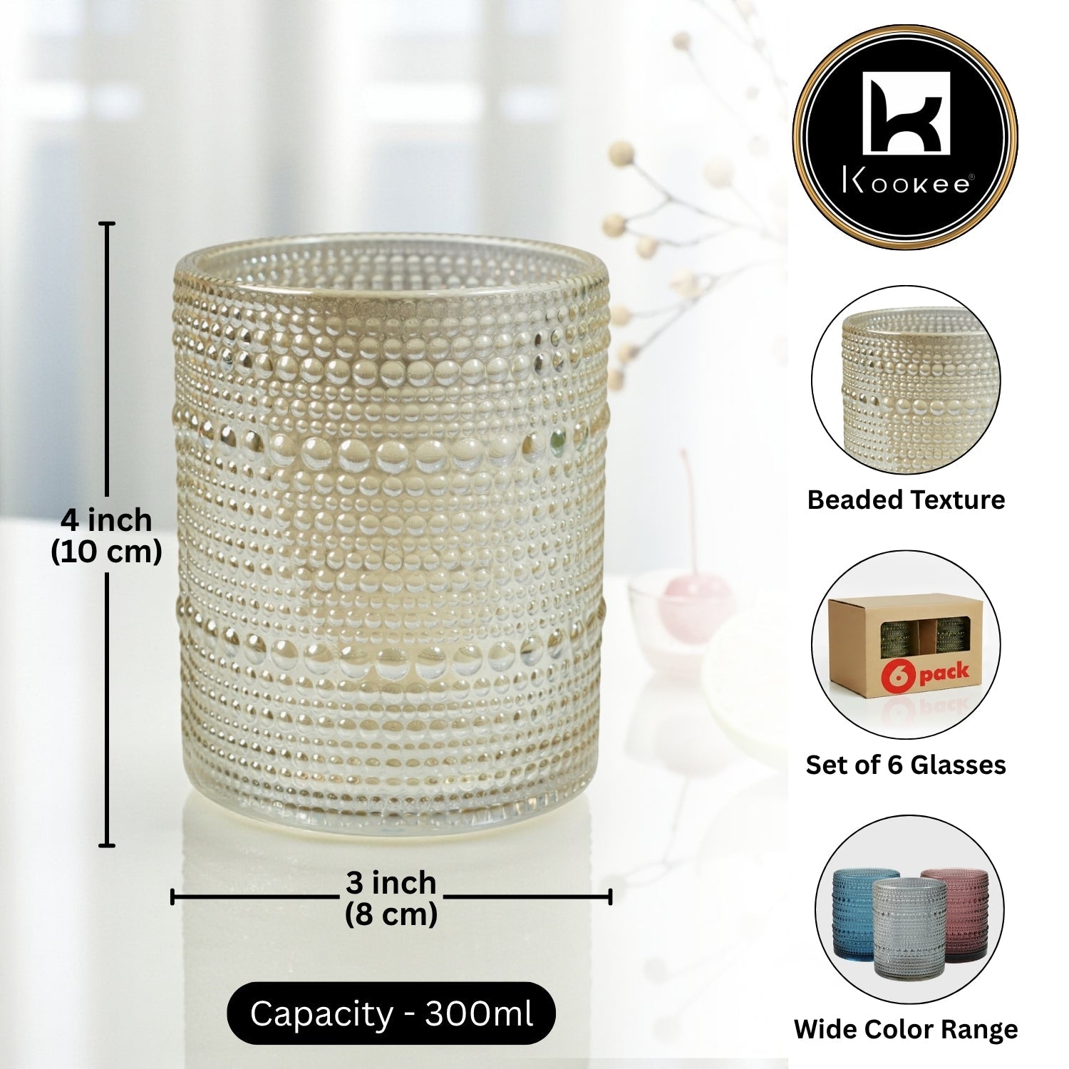 Jupiter Vintage Hobnail Old Fashioned Bubble Glasses (Set of 6) (12226)