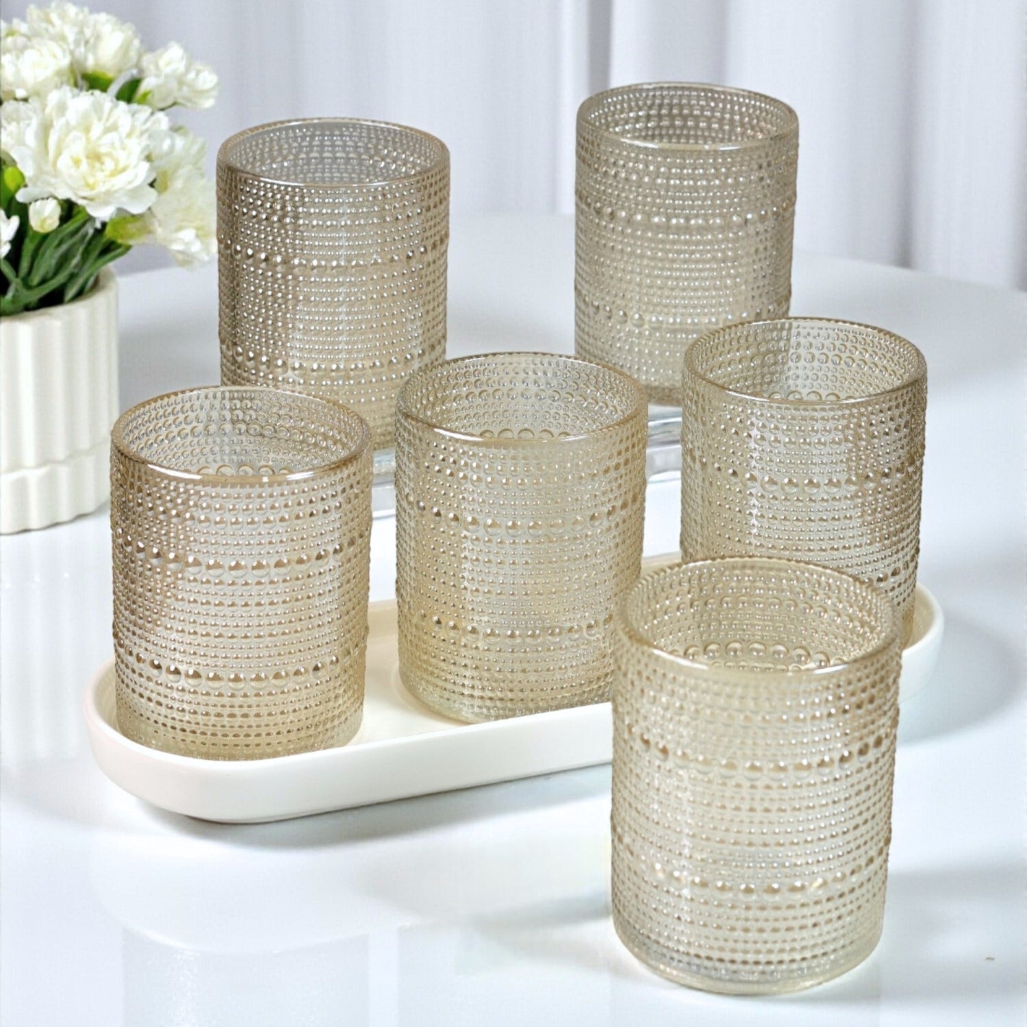 Jupiter Vintage Hobnail Old Fashioned Bubble Glasses (Set of 6) (11164)