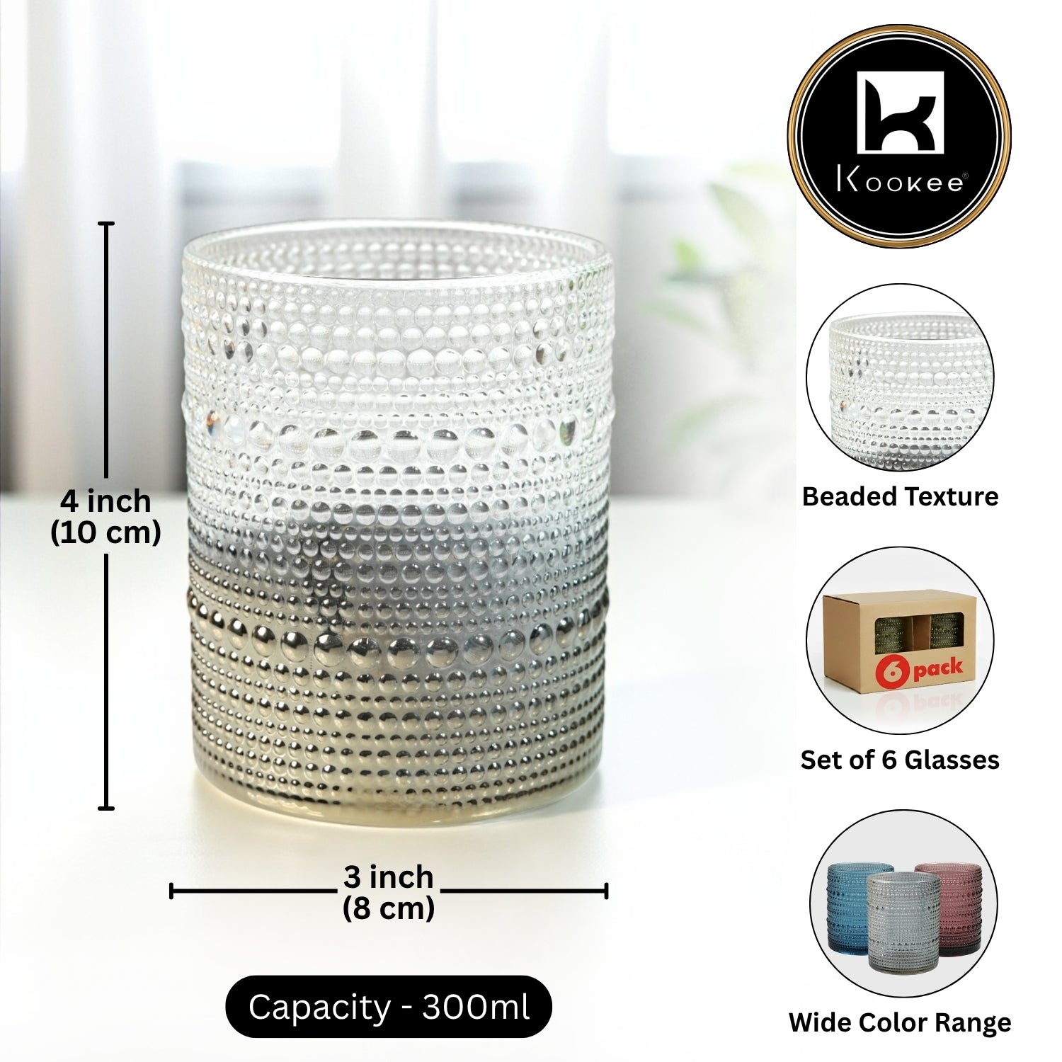 Jupiter Vintage Hobnail Old Fashioned Bubble Glasses (Set of 6) (12227)