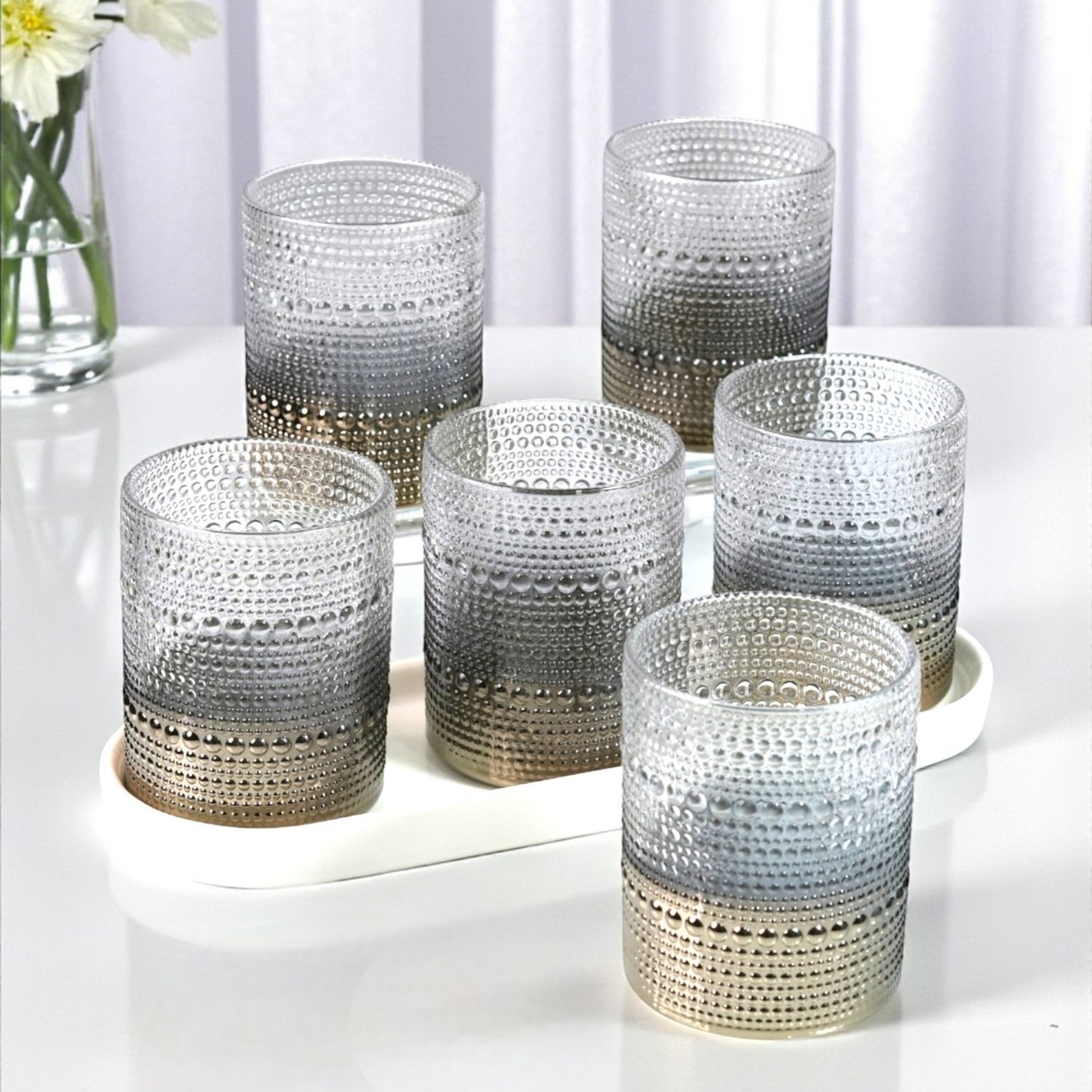 Jupiter Vintage Hobnail Old Fashioned Bubble Glasses (Set of 6) (11164)