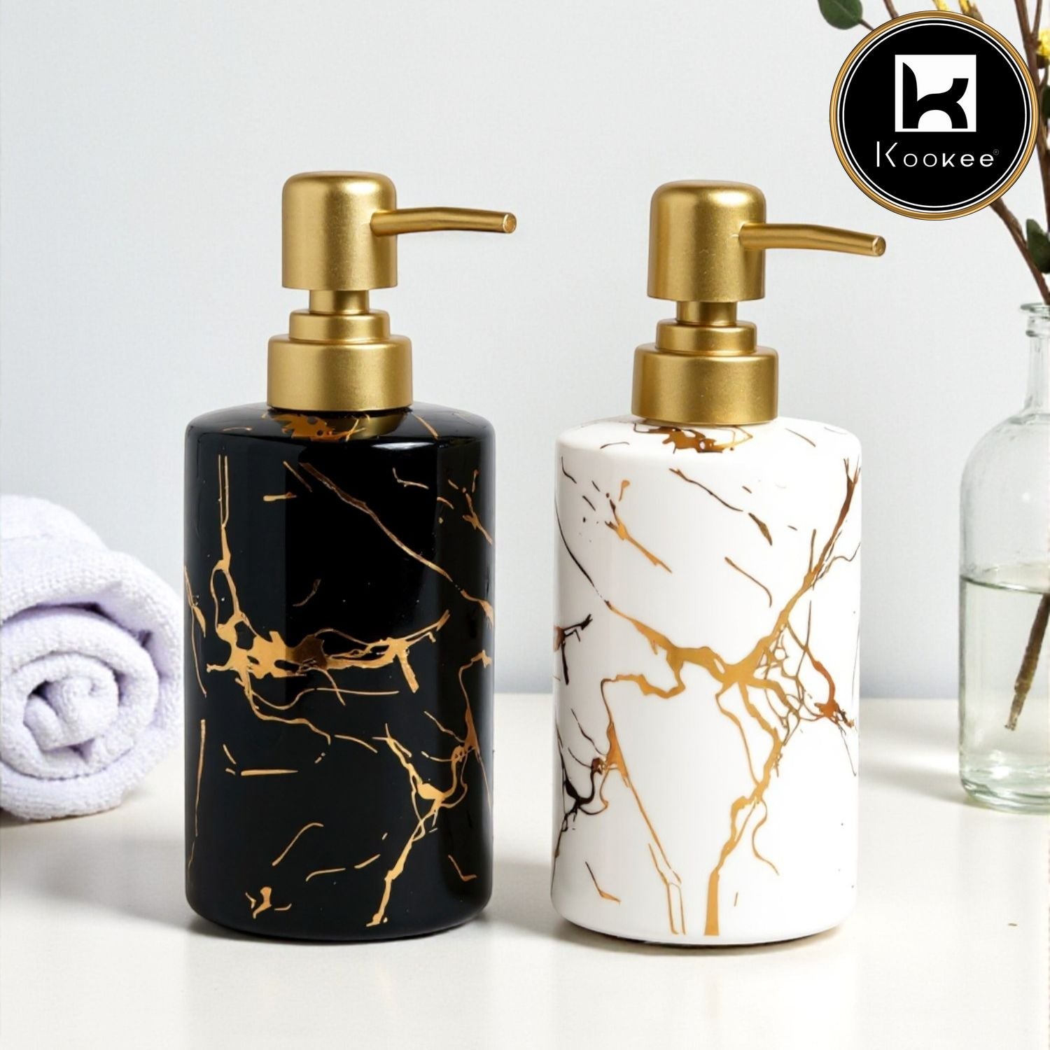 Kookee Ceramic Soap Dispensers, Black, ART12232