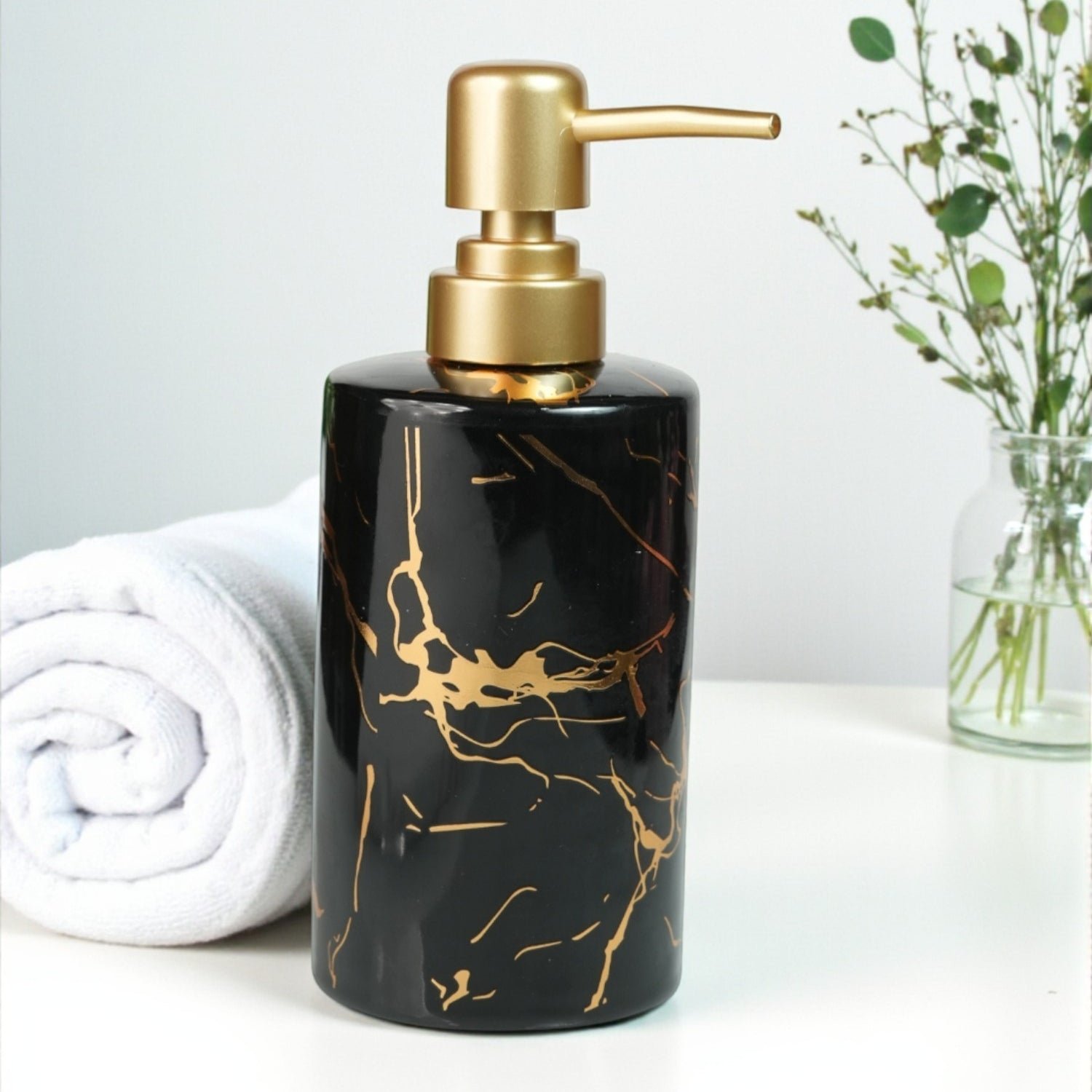 Ceramic Soap Dispenser for handwash for Bathroom, Beige, (Set of 1) (12232)