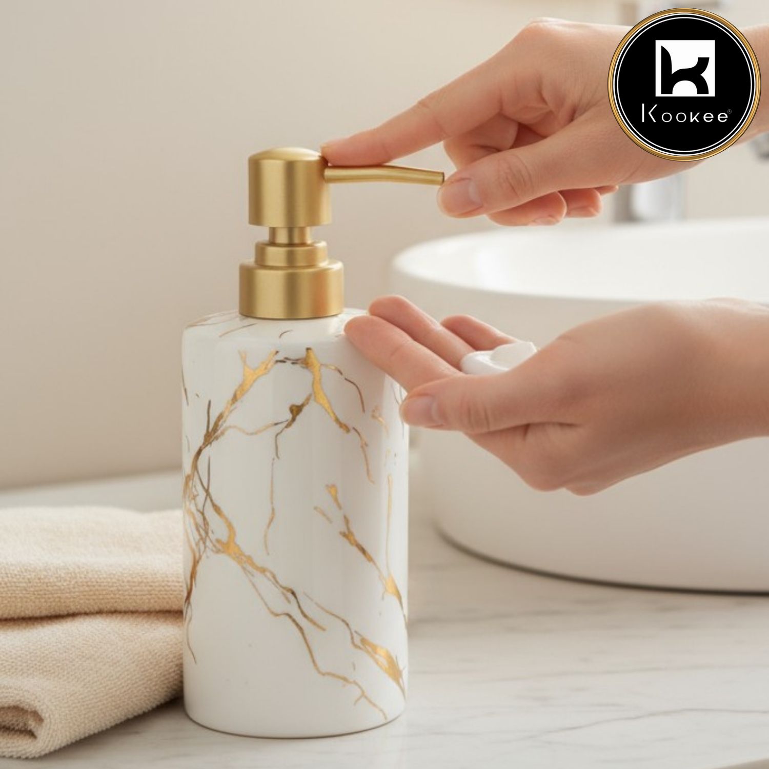 Kookee Ceramic Soap Dispensers, White, ART12233