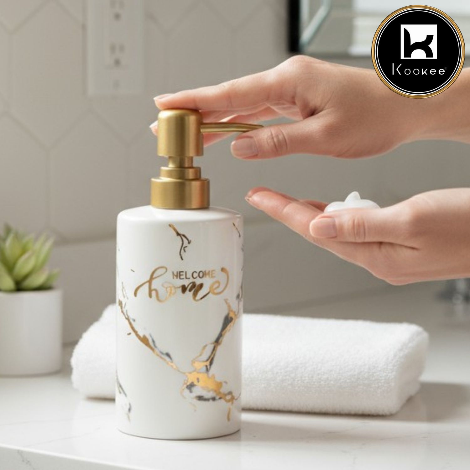 Kookee Ceramic Soap Dispensers, White, ART12234