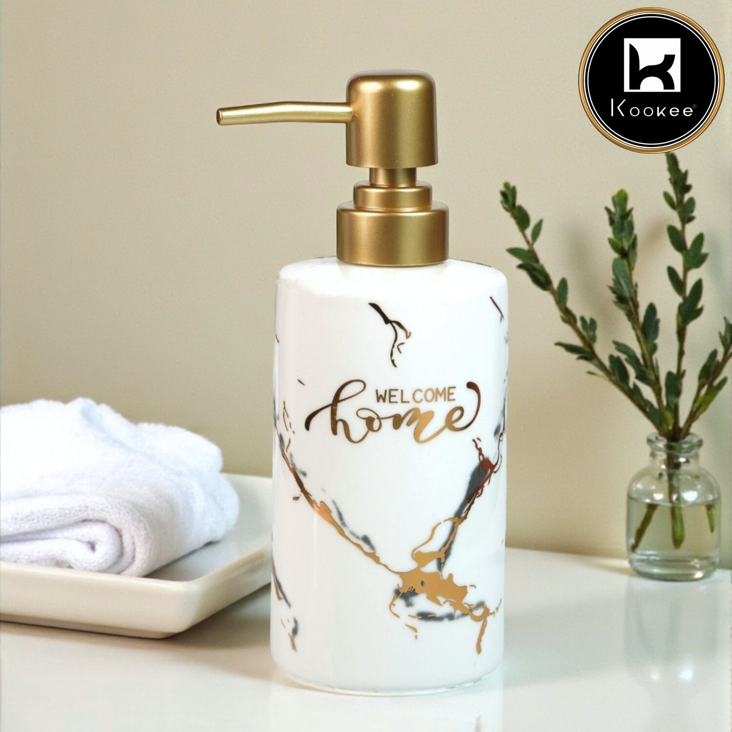 Kookee Ceramic Soap Dispensers, White, ART12234