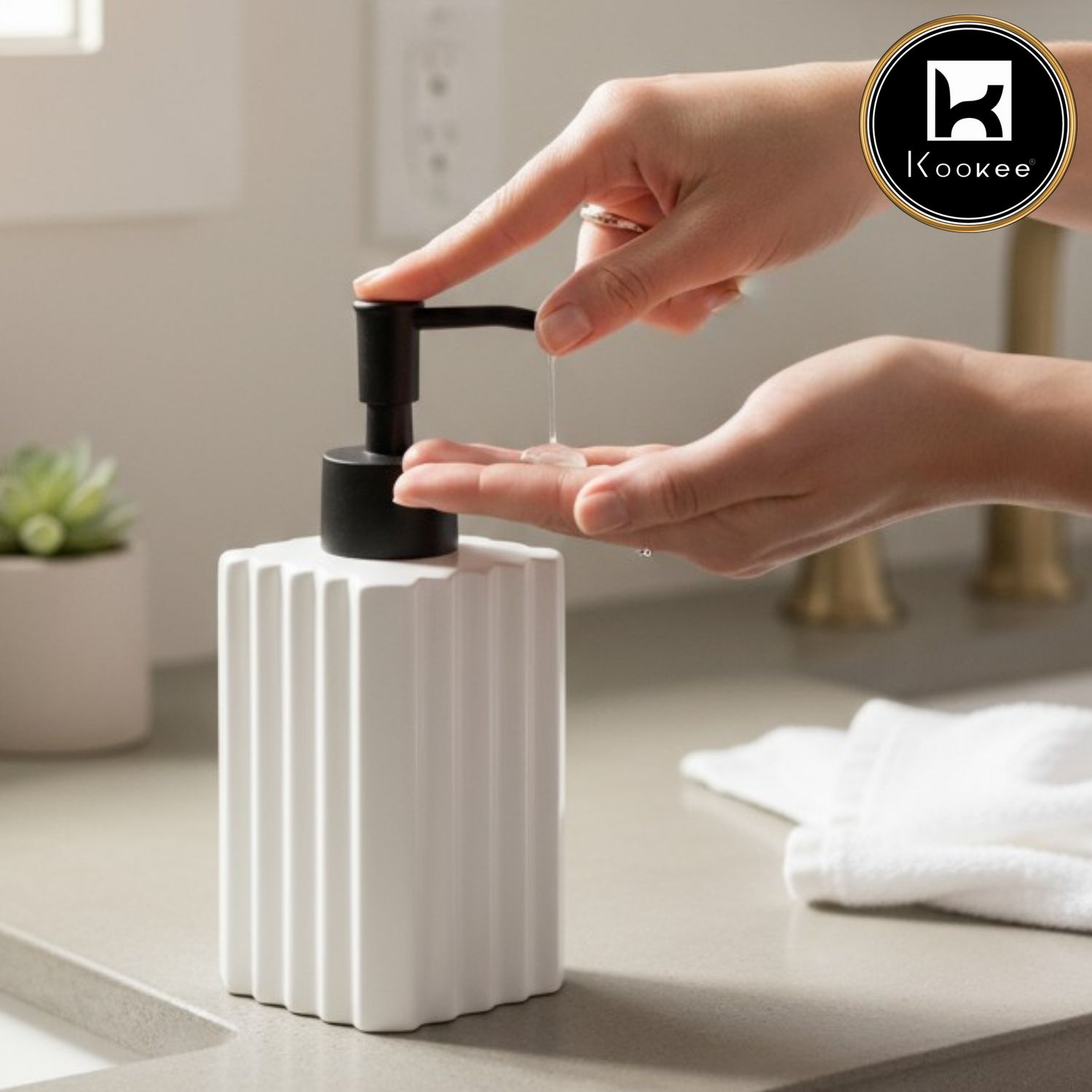 Kookee Ceramic Soap Dispensers, White, ART12235